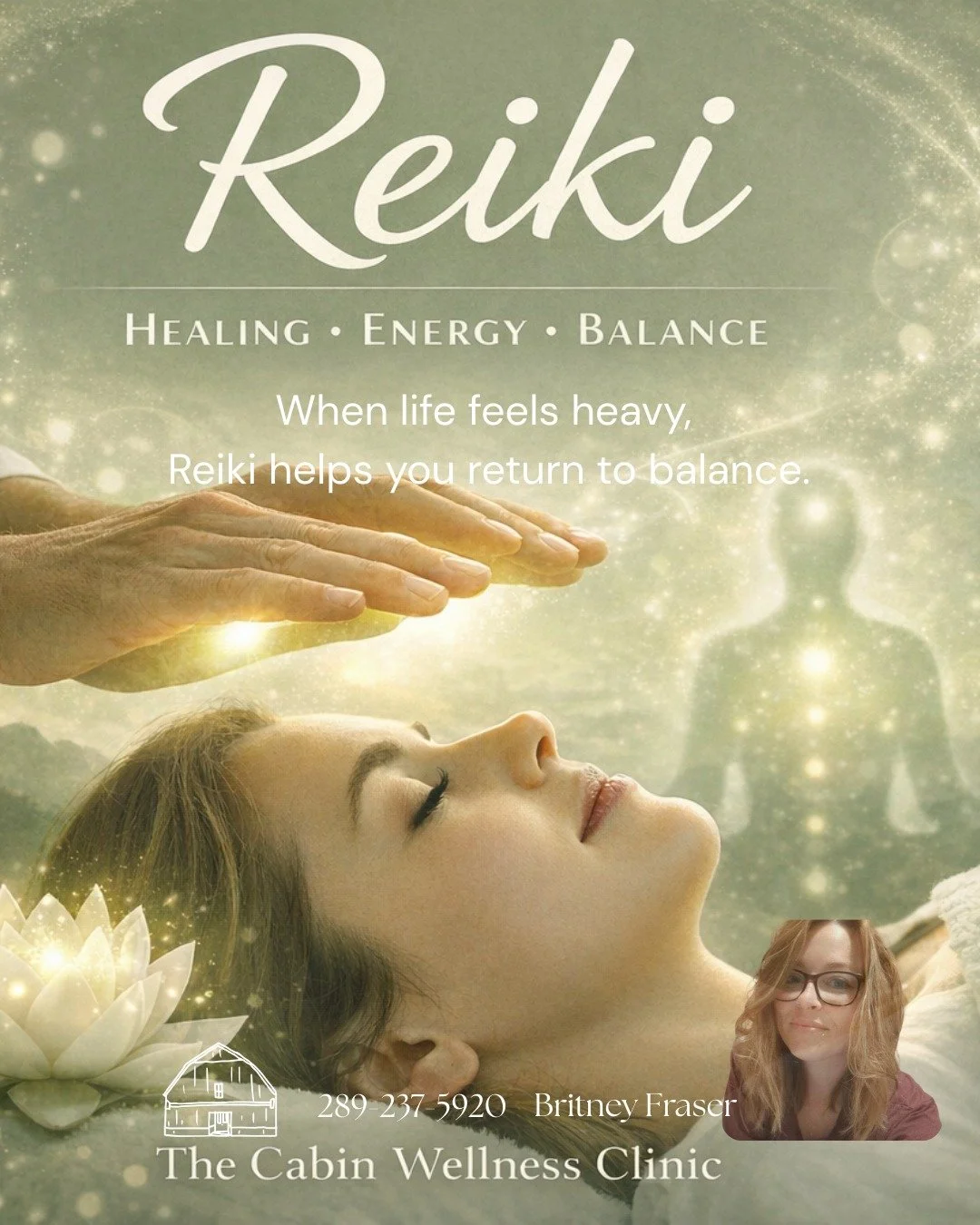 ✨ Reiki at The Cabin Wellness Clinic ✨

When life feels heavy, your energy may simply need a moment to reset. 🌿

Reiki is a gentle, relaxing energy therapy that helps bring the body and mind back into balance. Many people experience deep relaxation,