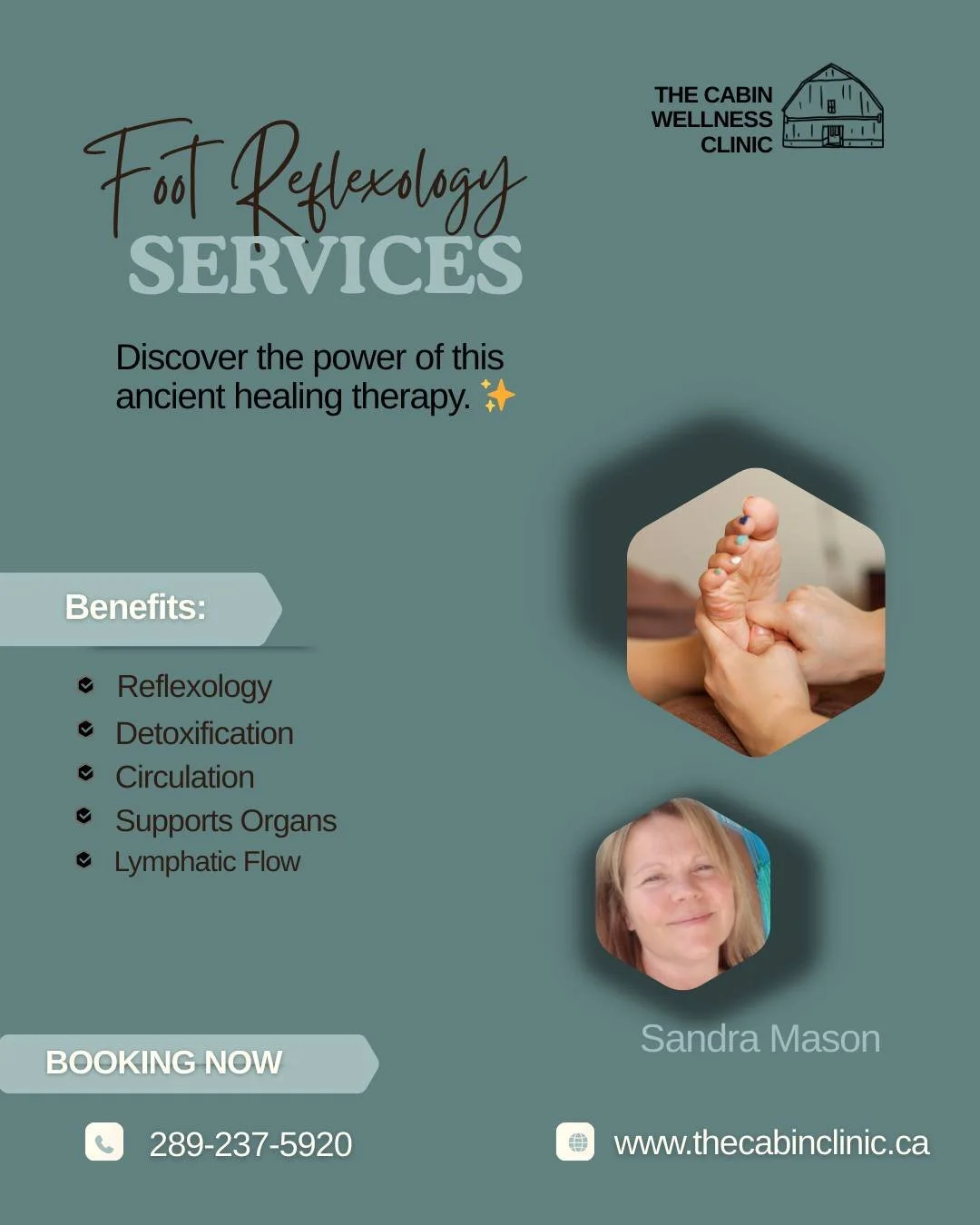 👣✨ Reflexology Services at The Cabin Wellness Clinic ✨👣

Did you know your feet can tell a story about your whole body? Reflexology is an ancient healing therapy that works by applying gentle pressure to specific points on the feet that correspond 