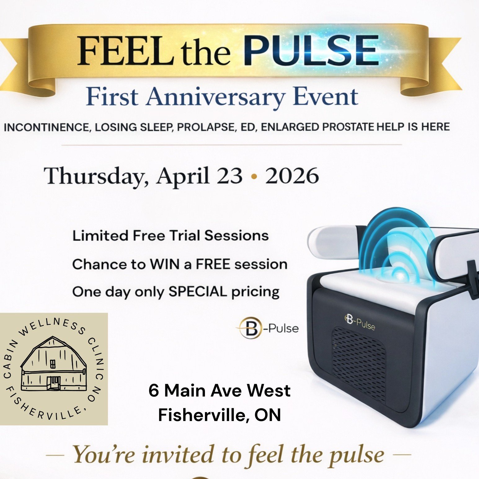 🎉 Book your appointment now and secure your spot at our Feel the Pulse First Anniversary Event! 🎉

Join us on Thursday, April 23 and come &ldquo;Feel the Pulse&rdquo; with:
✨ A FREE trial
🎁 A chance to WIN a free session
💥 One-day special pricing