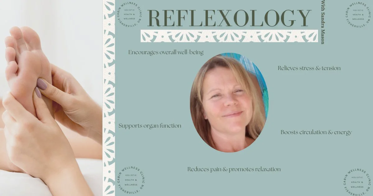 🌿 Relax, Restore, and Rebalance with Reflexology 🌿

Experience the healing touch of Sandra Mason at The Cabin Wellness Clinic. Reflexology isn&rsquo;t just a foot massage&mdash;it&rsquo;s a full-body therapy that supports your physical, mental, and