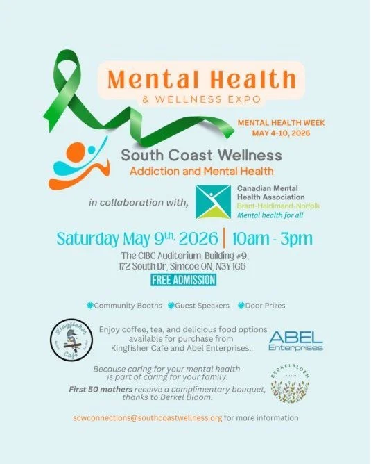 We&rsquo;re excited to be part of the South Coast Wellness Mental Health &amp; Wellness Expo! 🌿

Join us on Saturday, May 9th from 10am&ndash;3pm at the CIBC Auditorium in Simcoe for a day focused on mental health, connection, and community.

✨ Free