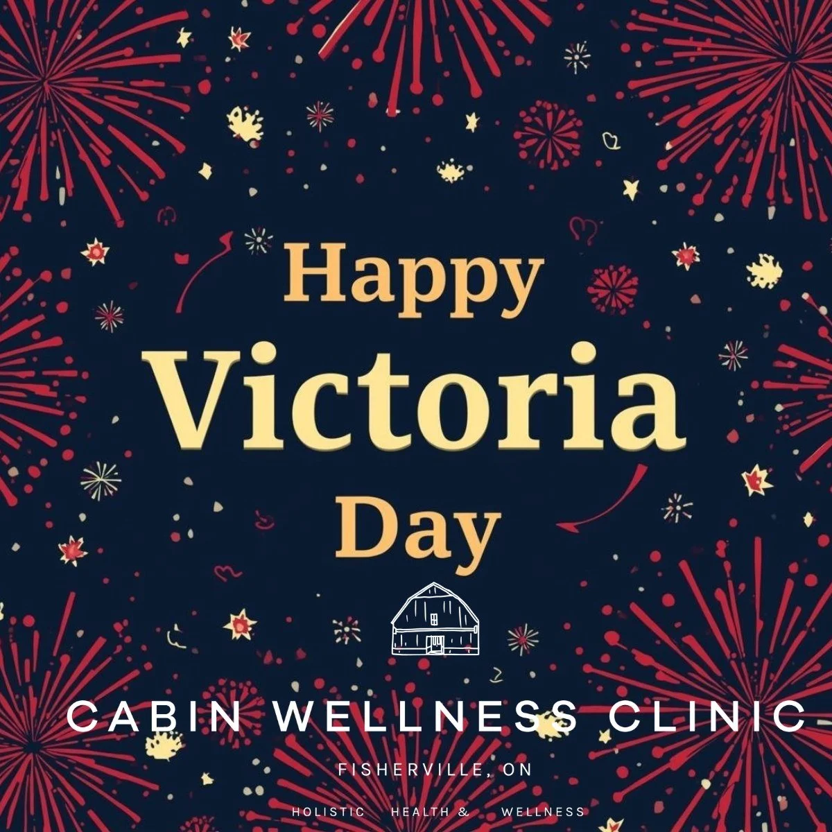 🎆 Happy Victoria Day from Cabin Wellness Clinic! 🎆

Wishing everyone a safe and relaxing long weekend filled with sunshine, celebration, and time with loved ones.

Please note that we will be closed for Victoria Day and will reopen on Tuesday with 