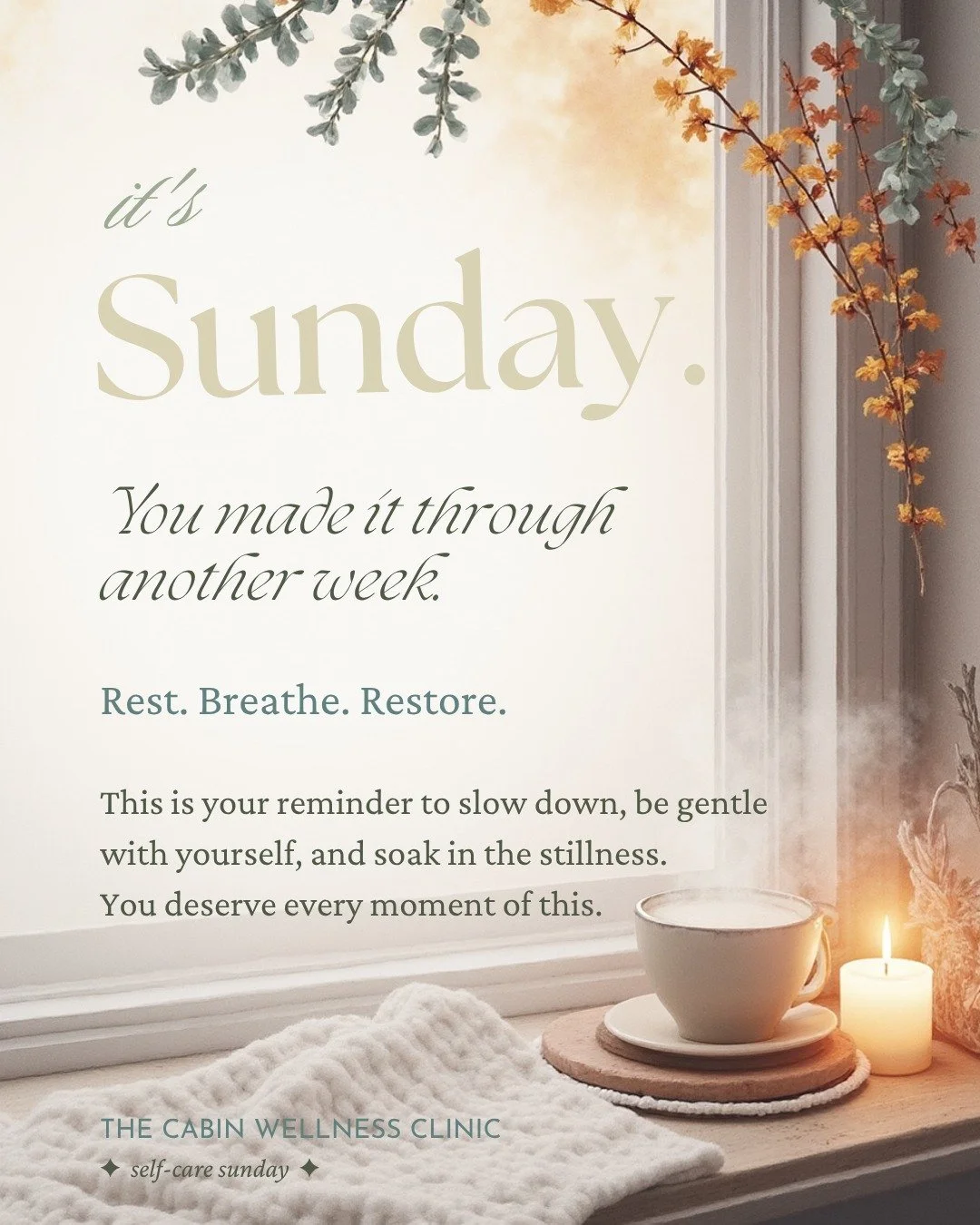 Slow down today.
Be gentle with yourself. ✨

Not every moment needs to be productive. Sometimes the most important thing you can do is pause, breathe deeply, and soak in the stillness. ☁️💚

Let today be about:
🕯️ Quiet moments
🍵 Comfort &amp; calm