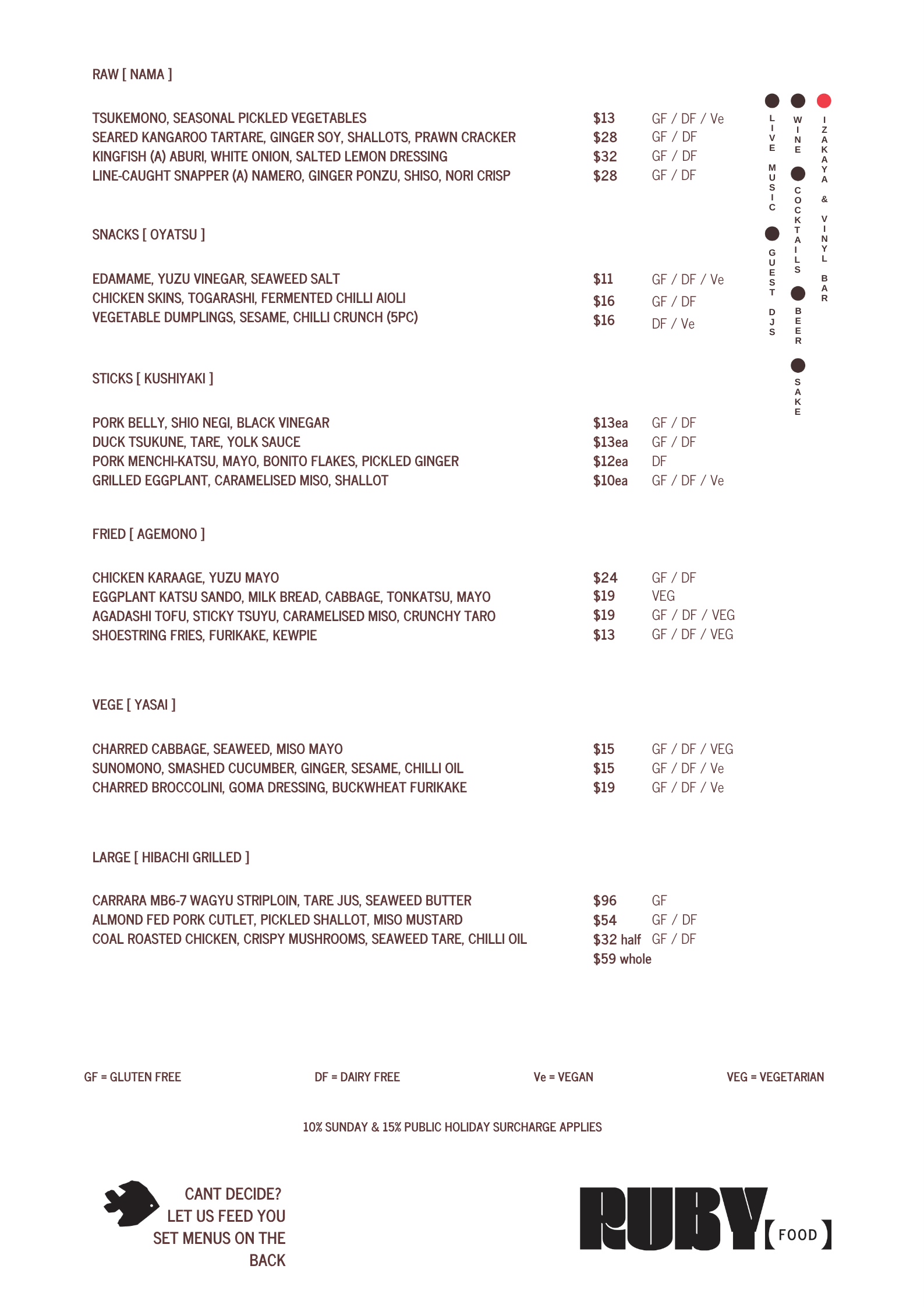 Ruby Snap Menu MENUS — RUBY MY DEAR