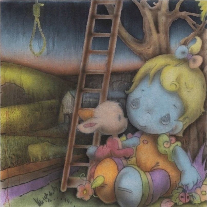 funny games 2021 oil on canvas 48 x 48 ins