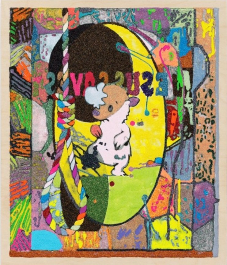 sevas susej 2021 glitter on ply 32 x 24 ins