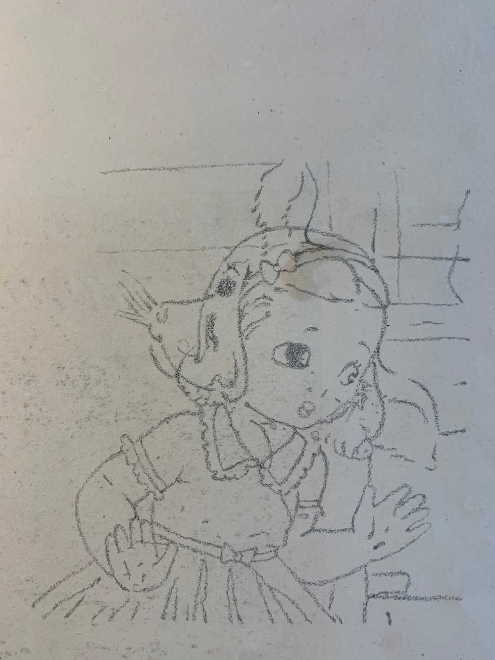 cow/girl 2020 pencil on paper 11 x 8 ins