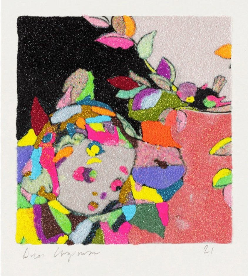 horse/girl 2 2021 glitter on paper 11 x 8 ins