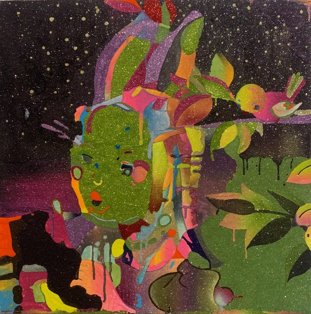 kristallwelten 1 2022 glitter on canvas 48 x 48 ins