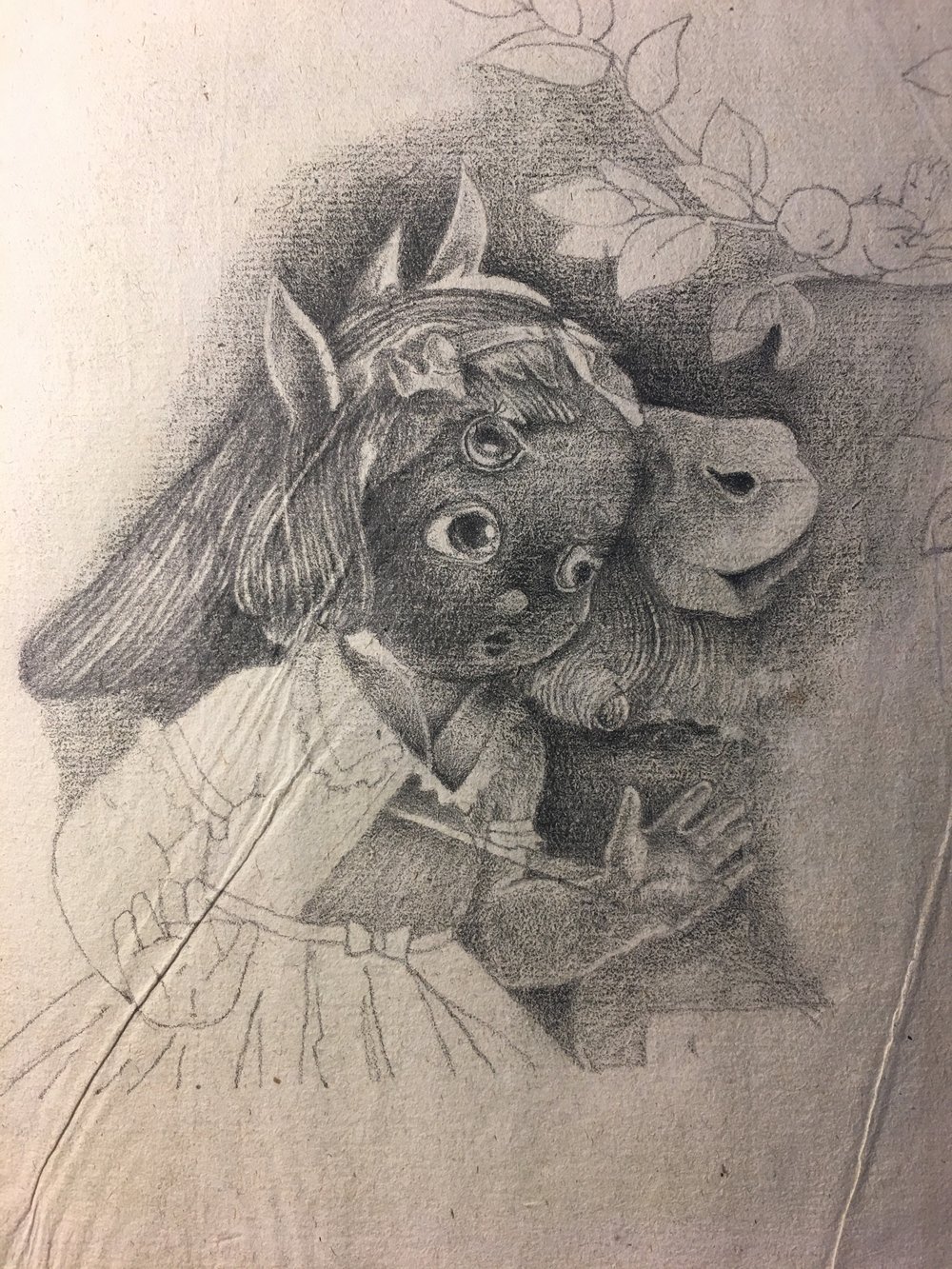 horse/girl 2021 pencil on paper 11 x 8 ins