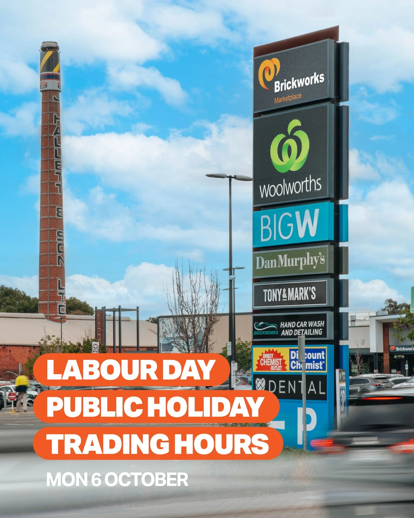 Brickworks Marketplace Shopping Centre will be closed on Monday 6th of October for the Labour Day Public Holiday.

External specialty retailers may be open. Please contact each store directly for their respective trading hours.