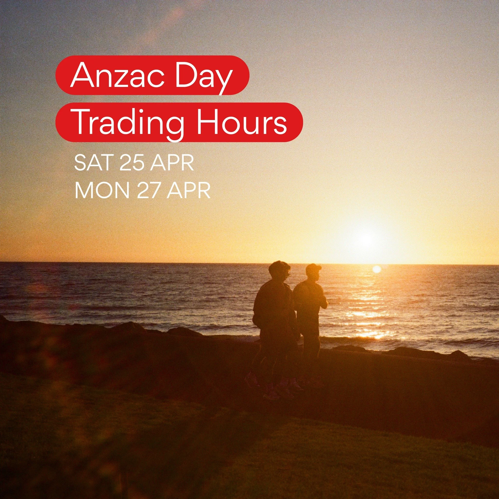 This Saturday 25th April we will be closed for Anzac Day 🌺 🇦🇺

Sunday and Monday will resume normal trading as usual.
Please contact specialty tenants for specific trading hours.

Lest we forget 🌺