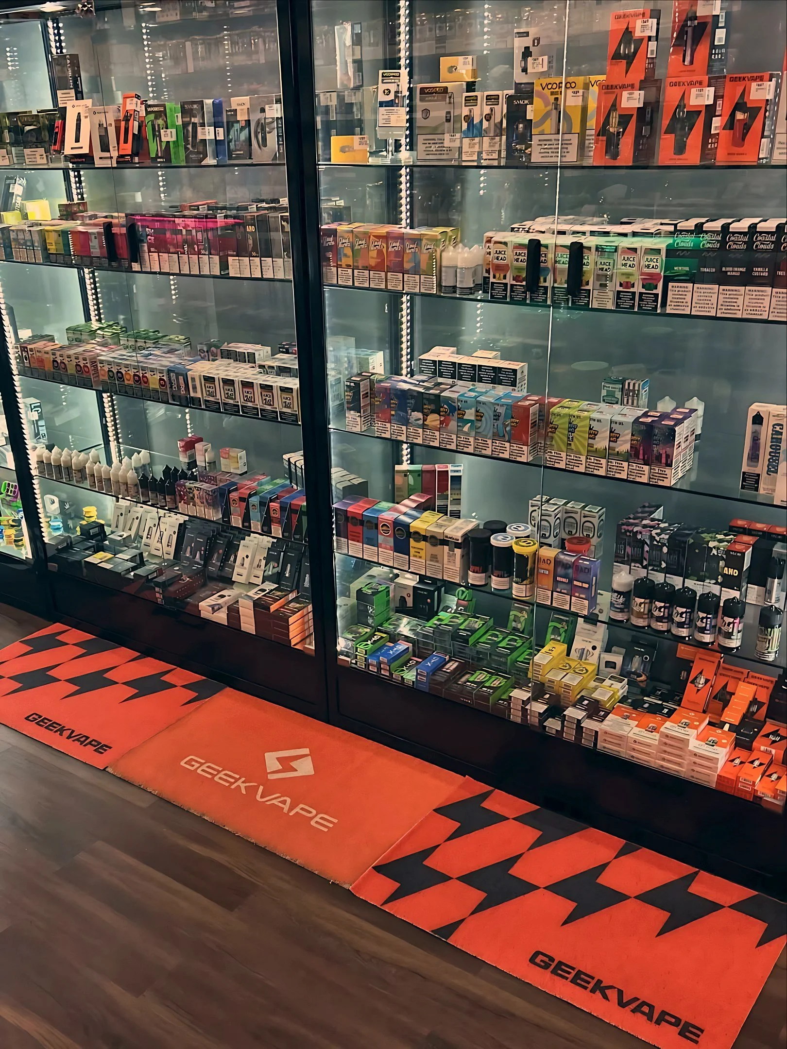 Vape and disposable display case at Smoke Hub
