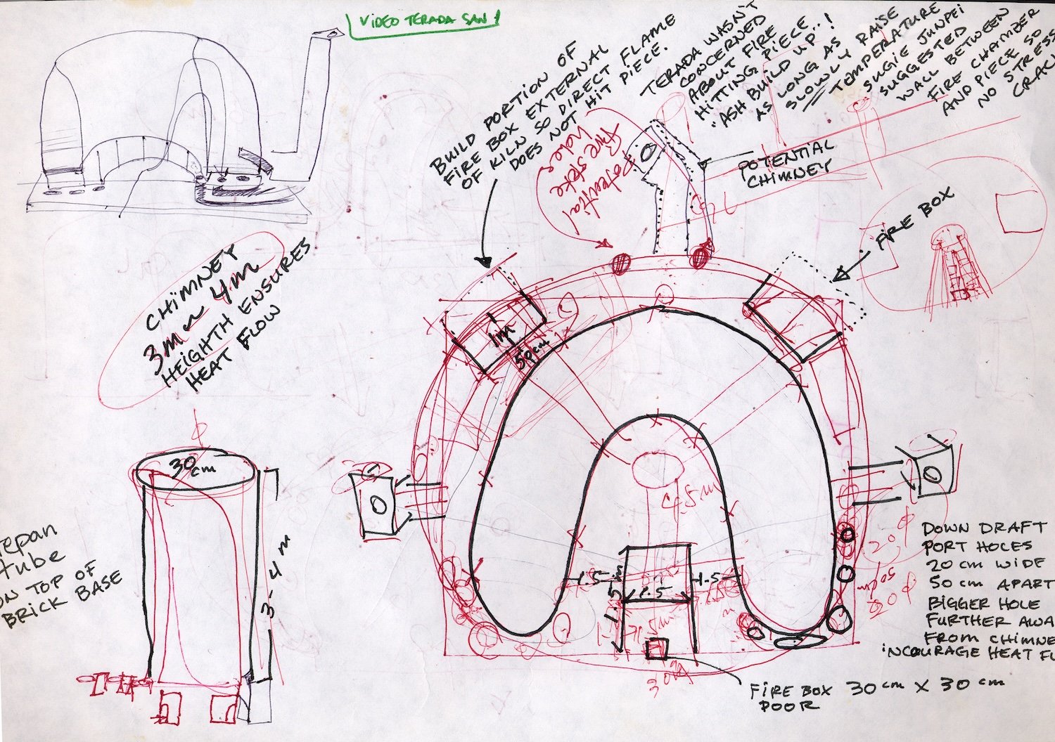 Early concept drawings for The Mountain Plaza / 山の広場®︎ ceramic amphitheater. 山の広場®︎ 焼き物野外劇場の初期構想ドローイング。