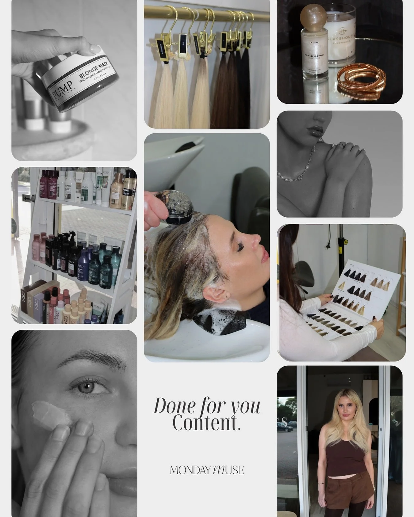 Done-for-you content = more time, more clarity, more results you can be proud of. Monday Muse is here to handle your strategy, caption and visuals so that you can focus on what you actually love doing 🤎