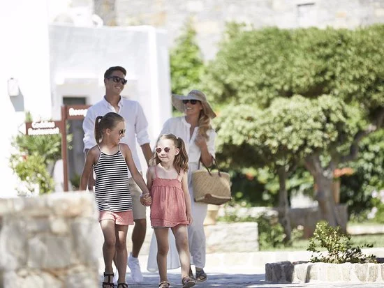 family walking outside