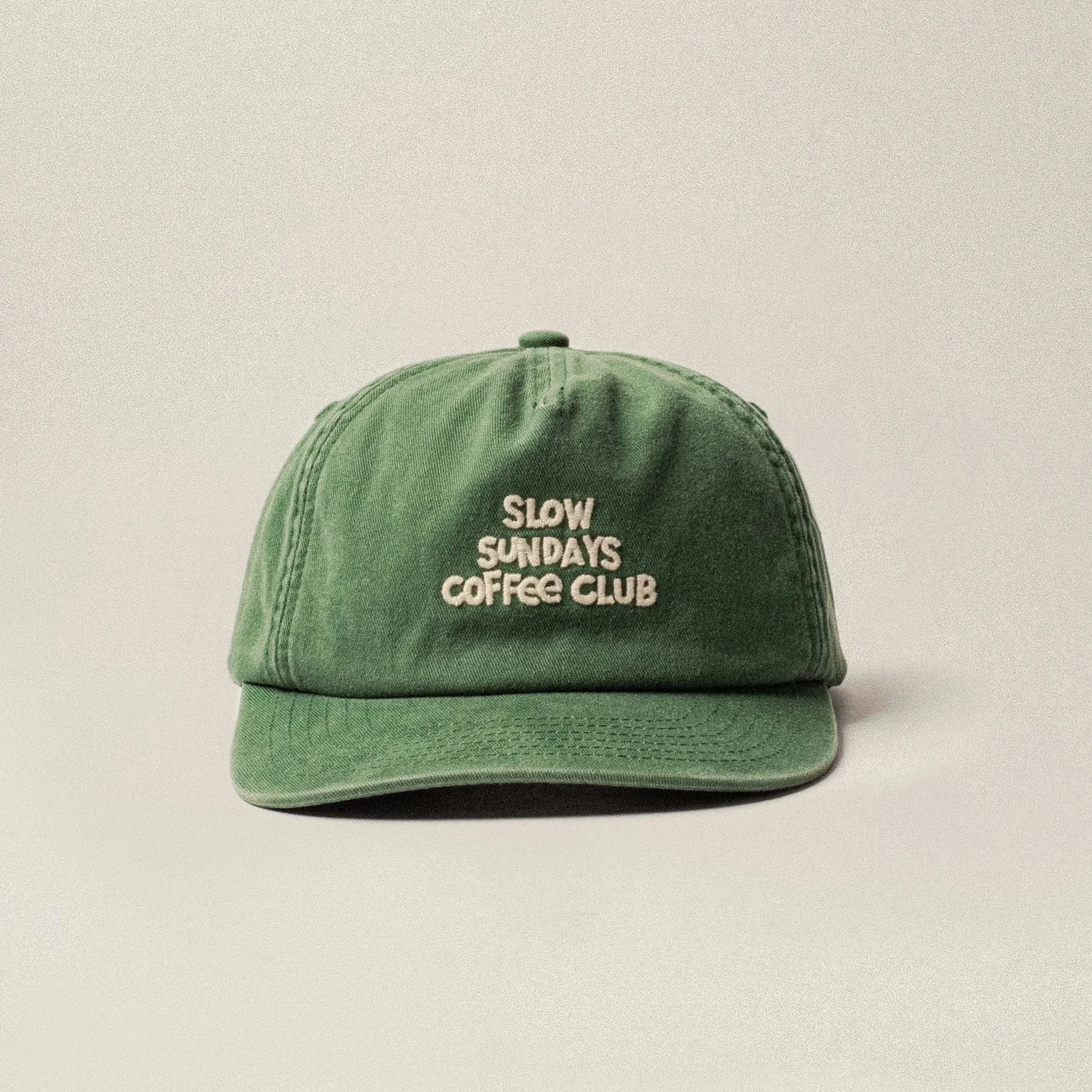 Green Slow Sundays 5-panel cap by P&Co