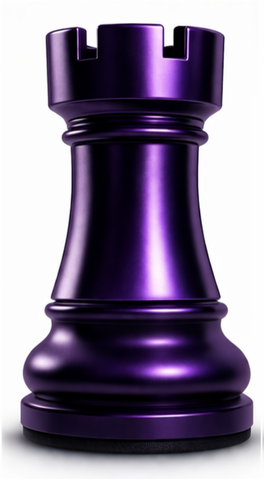 A purple king chess piece, standing upright against a white background.