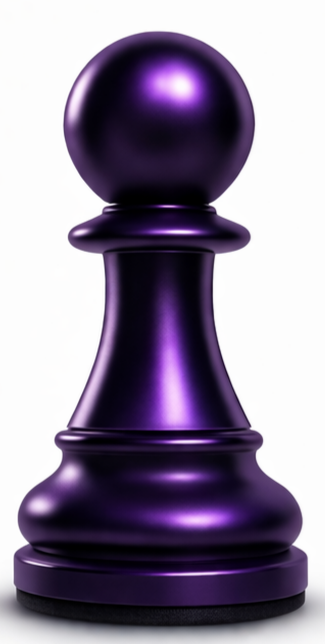 A purple pawn chess piece with a glossy finish.