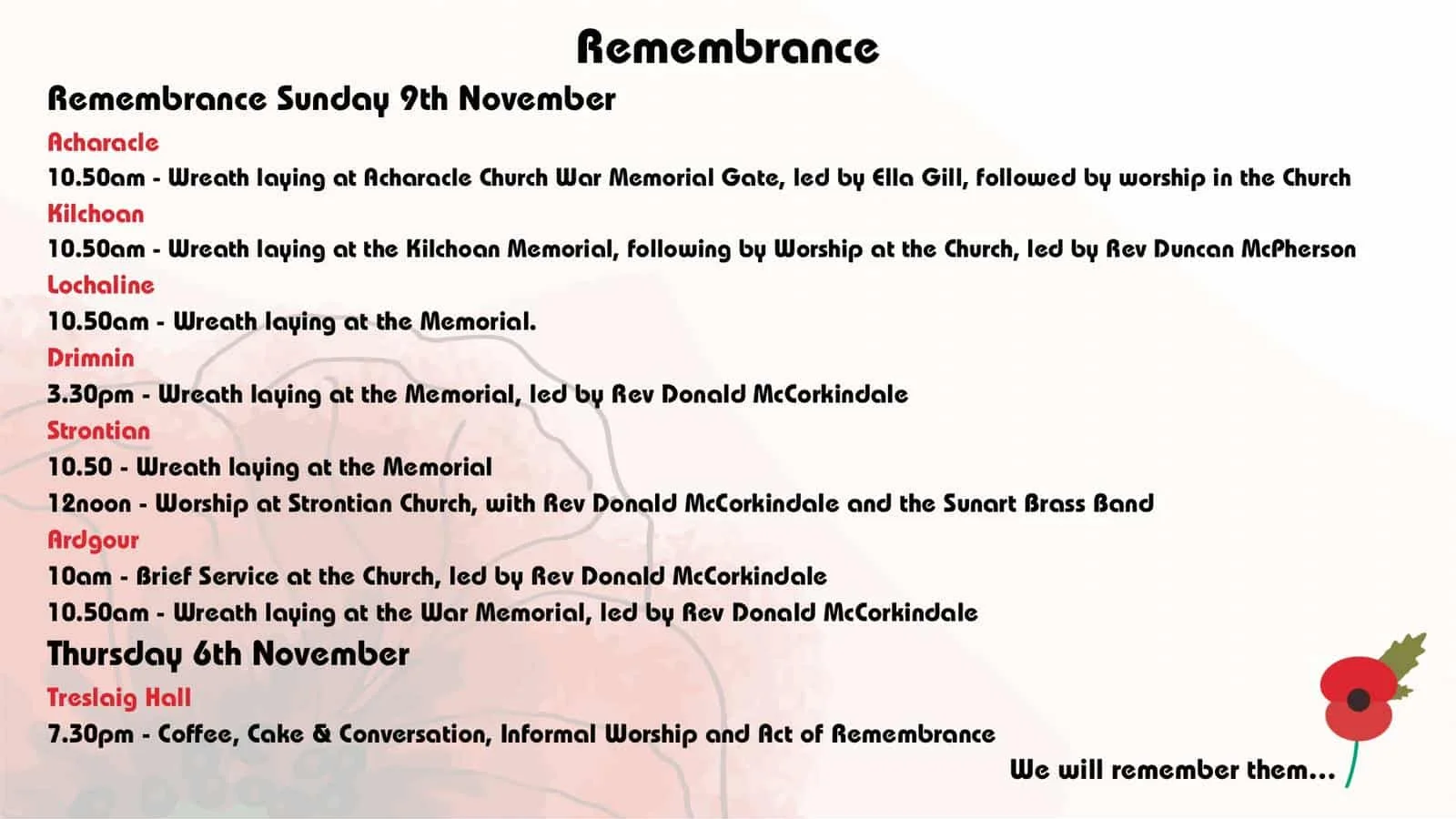 Ardgour Remembrance Sunday Service
