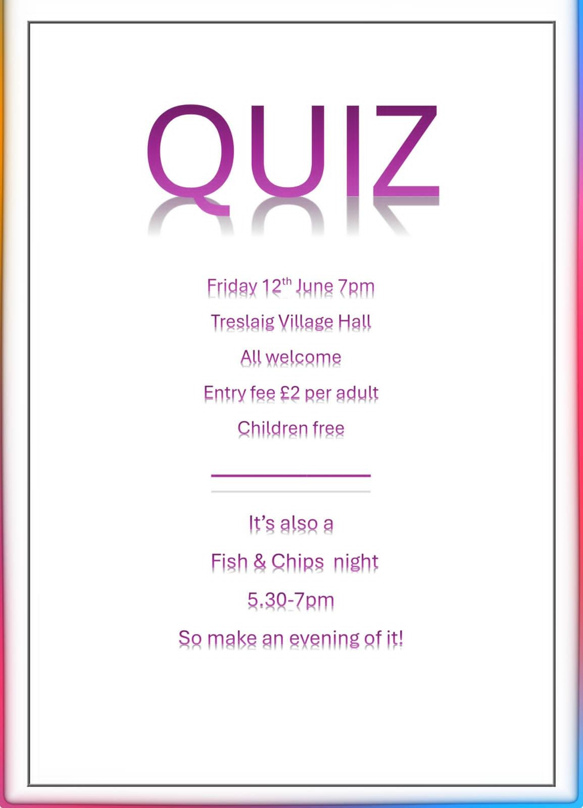 Quiz Night at Treslaig Village Hall 