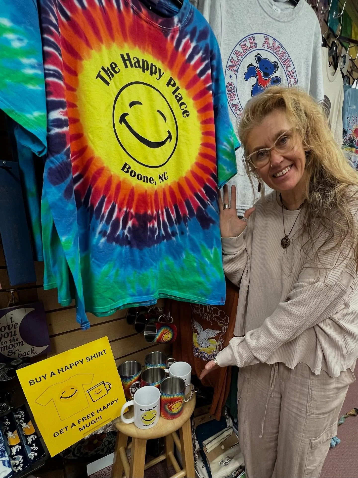 🎉THE HAPPY PLACE IS 19!🎉 
Get a FREE Happy mug with a Happy Place T-shirt today through next Tuesday!