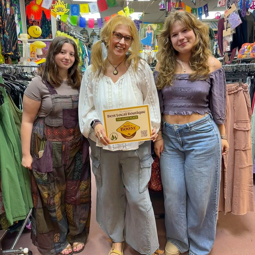 Thank you to everyone who voted for The Happy Place for Best Local Boutique! It is an honor to be appreciated! Wow, we really love you all and are so happy to be living the dream in Boone NC! 🥹😁🫶✌️#bestlocalboutique, #boonenc, #downtownboonenc , #