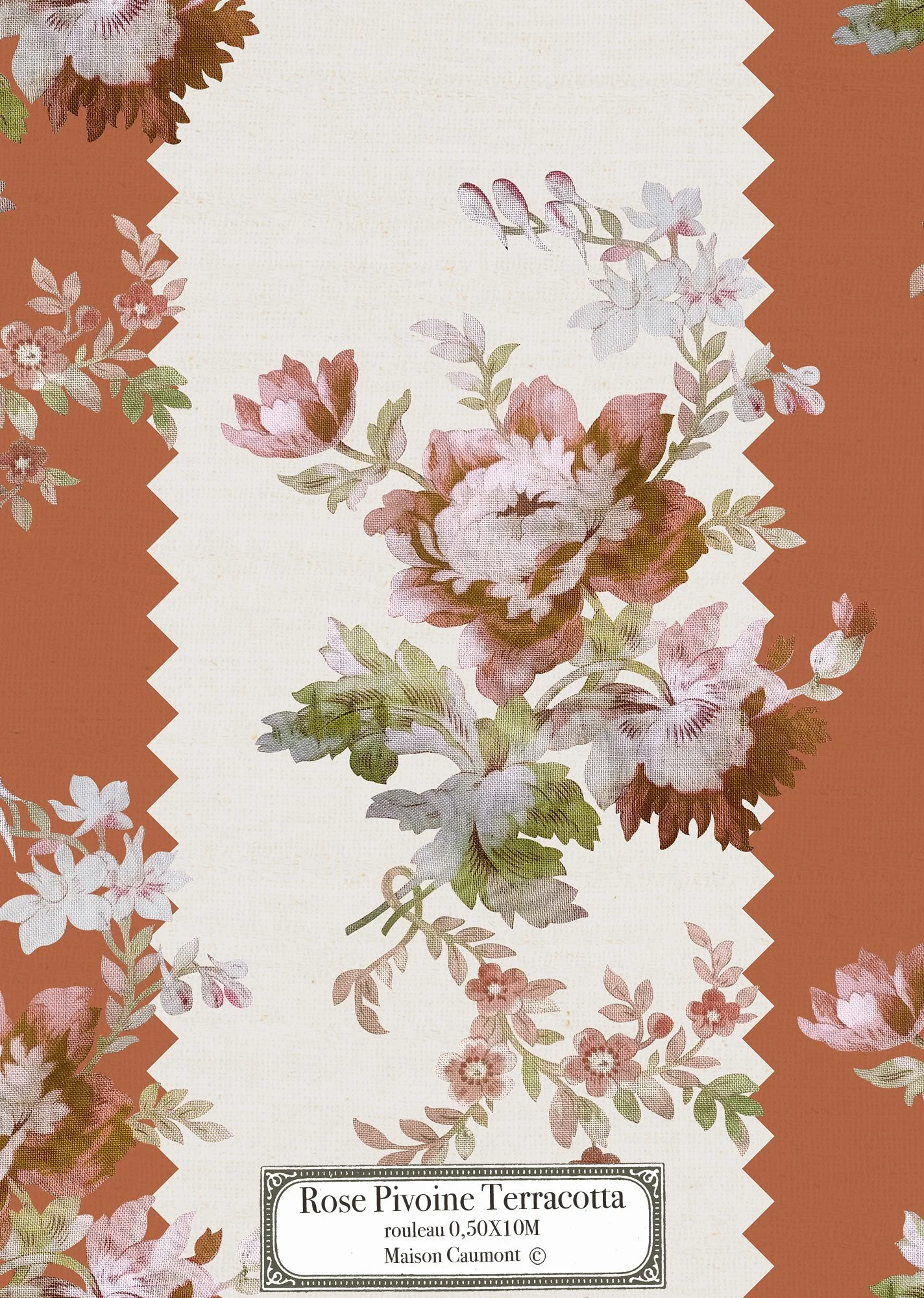 Rose Pivoine Terracotta - Échantillon papier peint