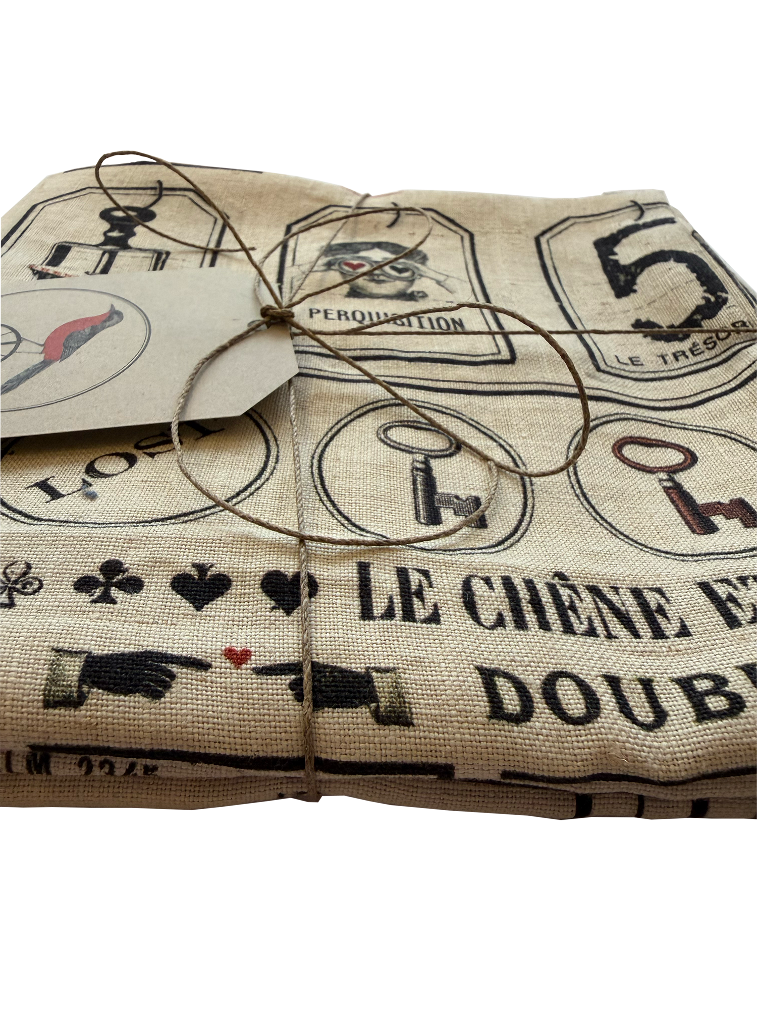 Tissu Atelier Maison Caumont, motifs de tampons et sceaux inspirés des techniques d’impression anciennes
