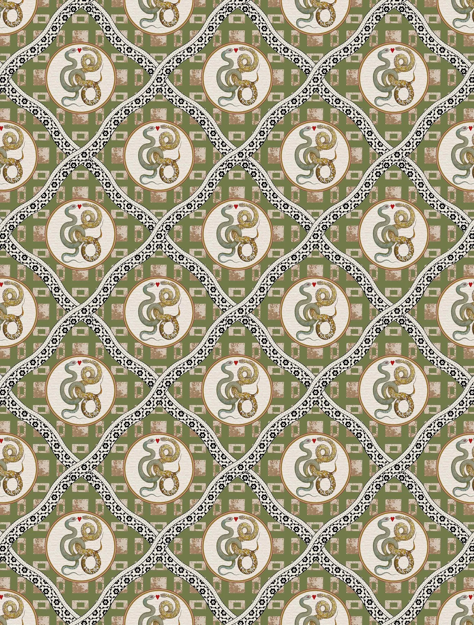 Boa Lovers Green - Papier peint