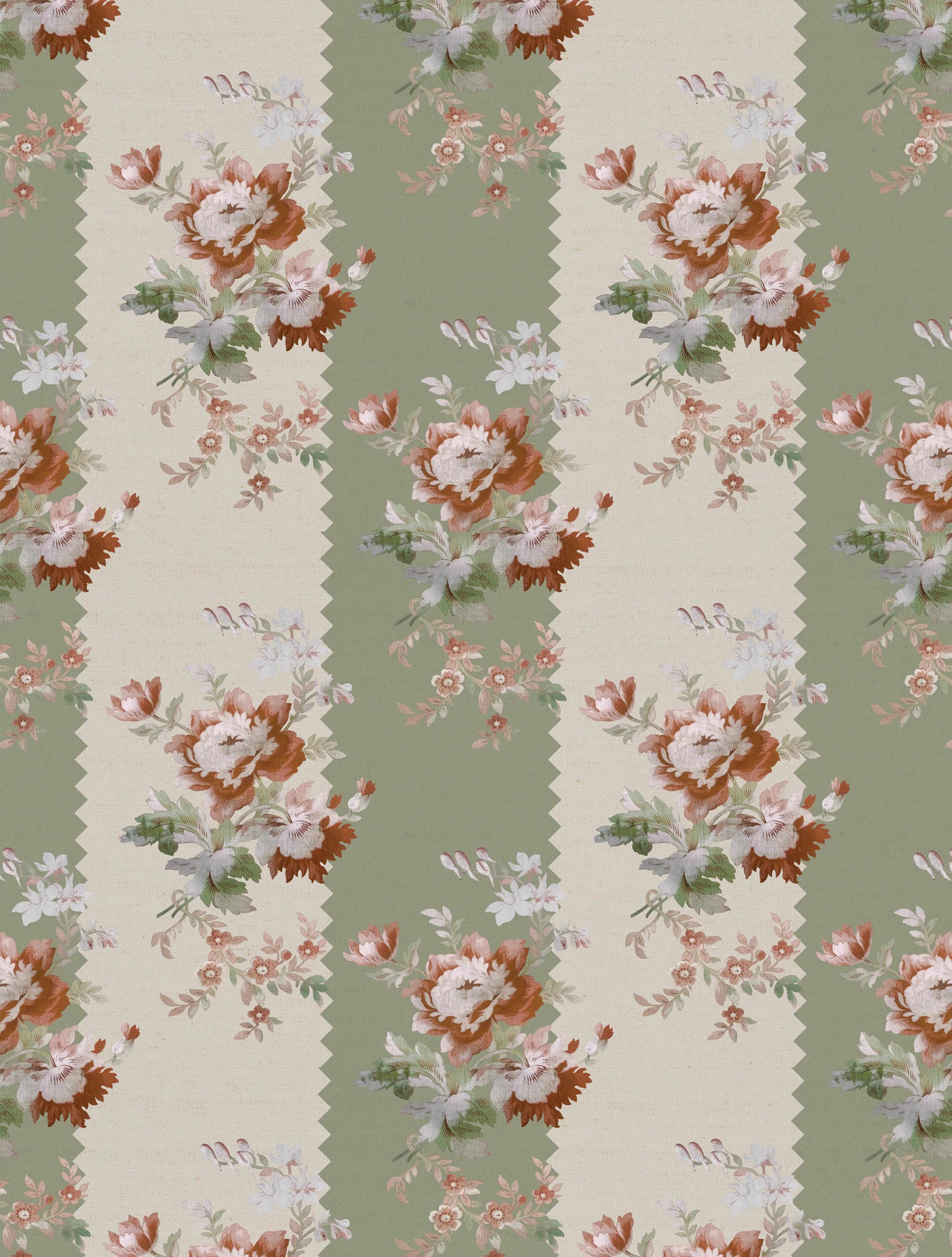 Rose Pivoine Green - Papier peint