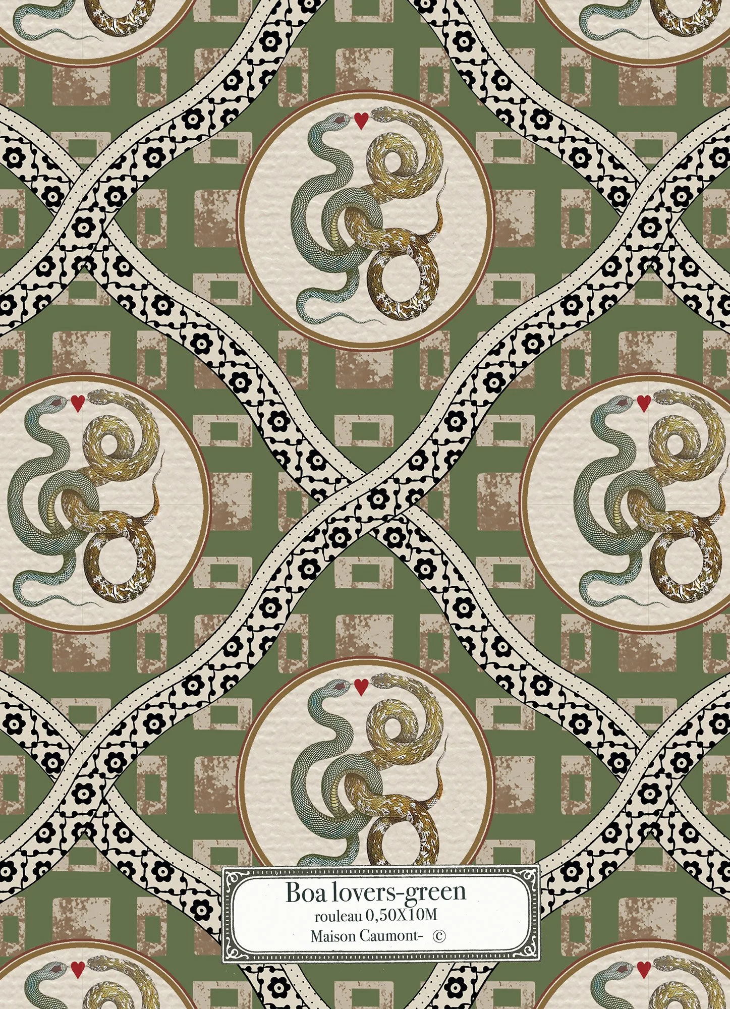 Boa Lovers Green - Échantillon papier peint