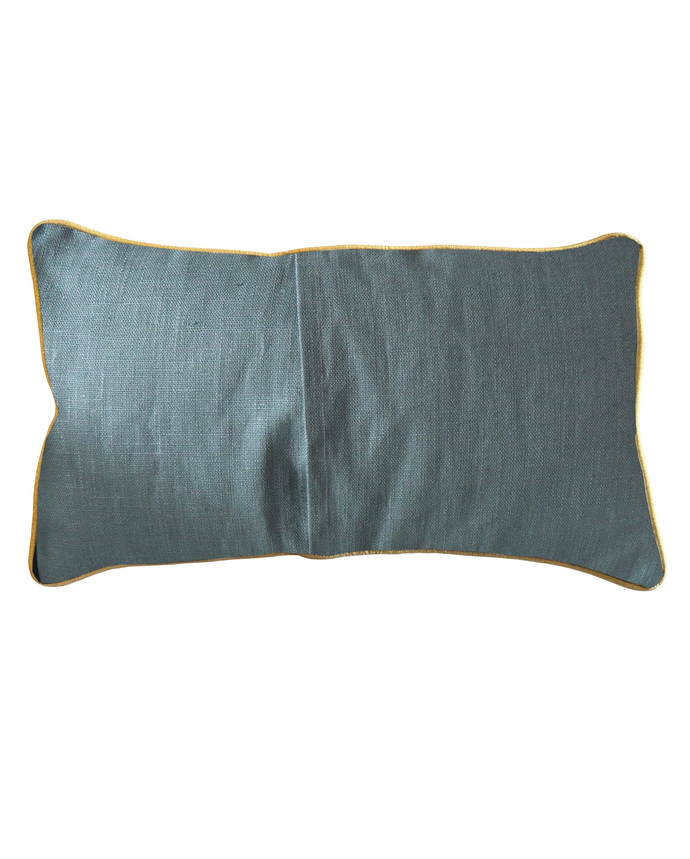 Coussin classique Medea Maison Caumont, coussin décoratif en lin imprimé fabriqué en France et bordé d’un biais doré