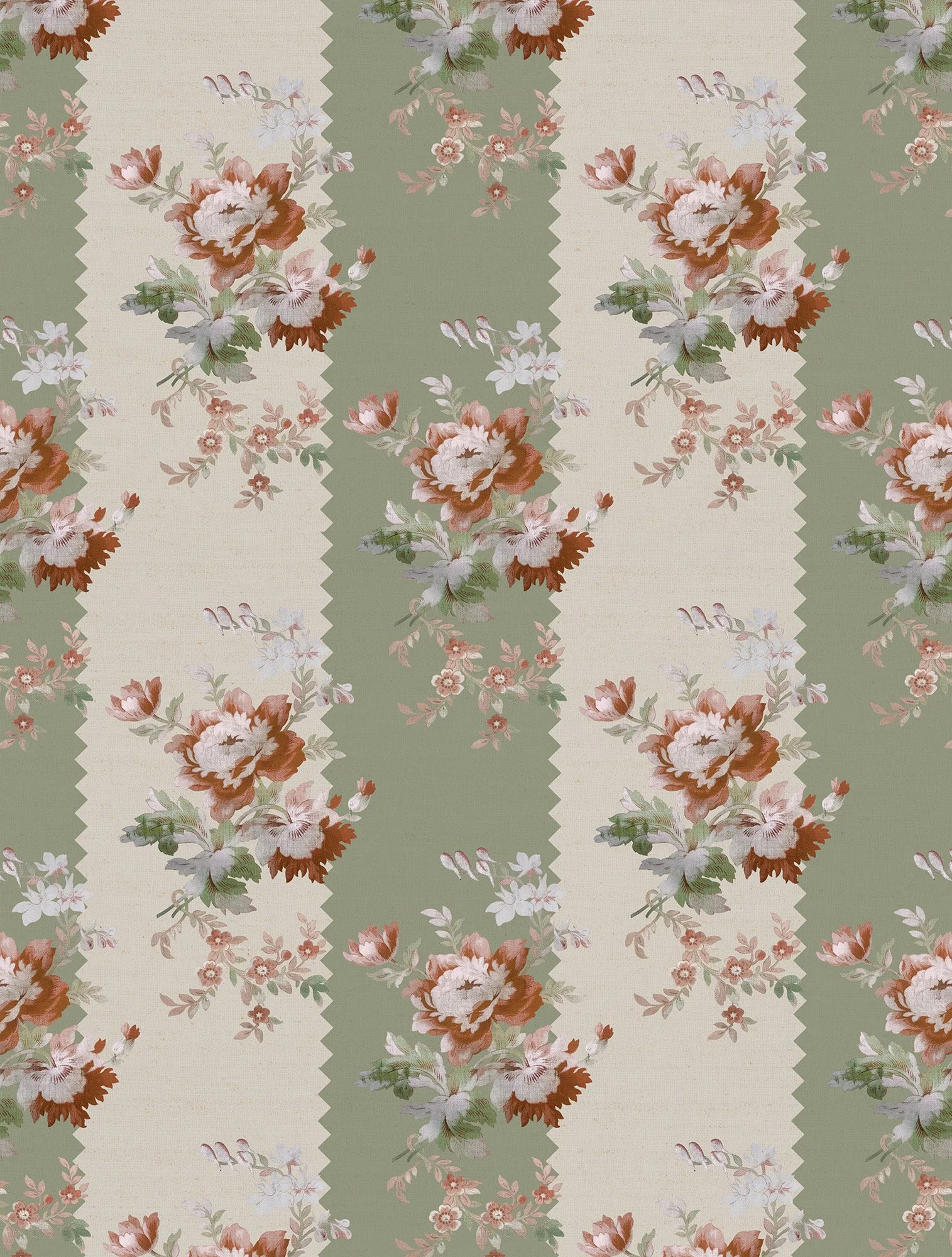 Rose Pivoine Green - Papier peint