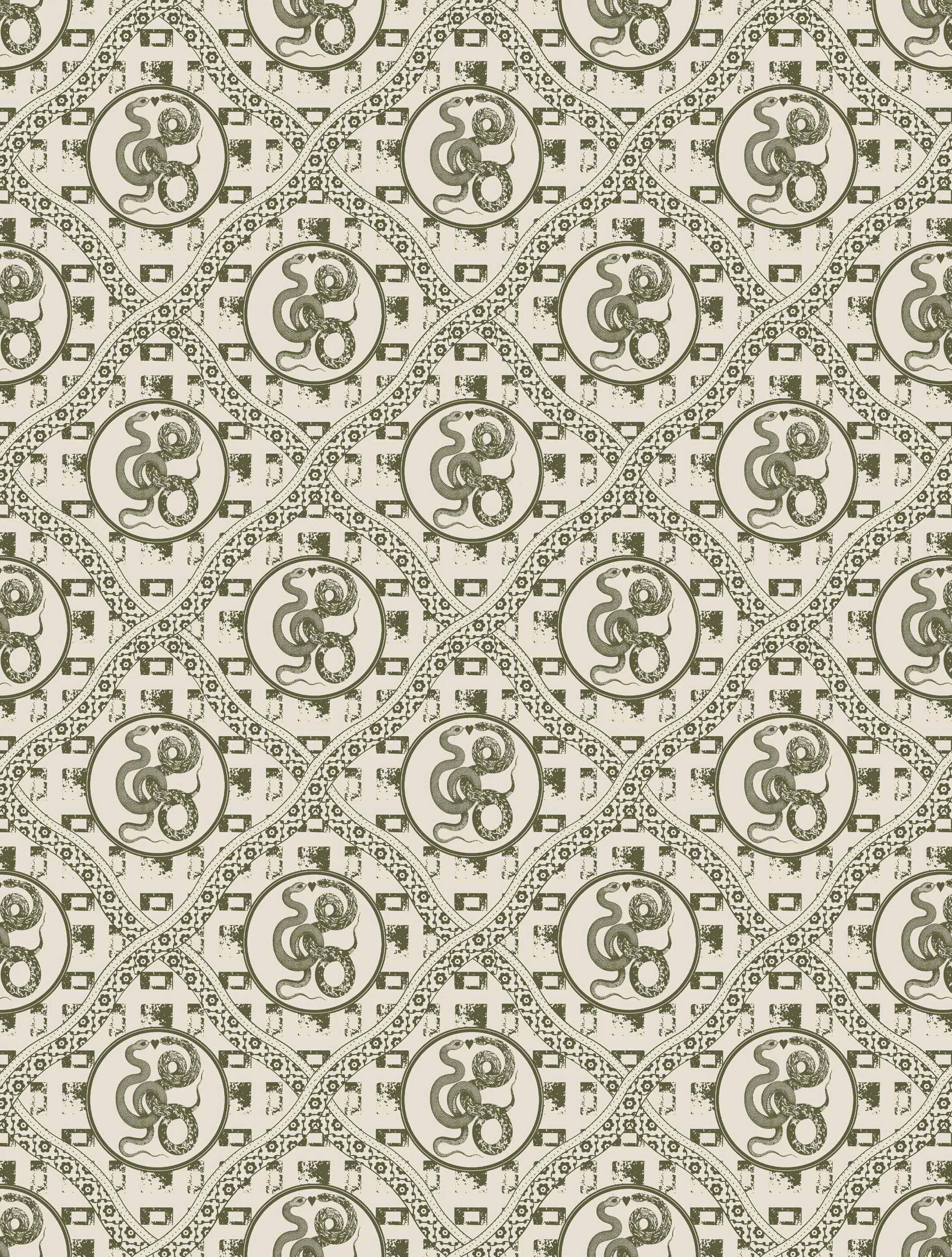 Boa Lovers Mono Green - Papier peint