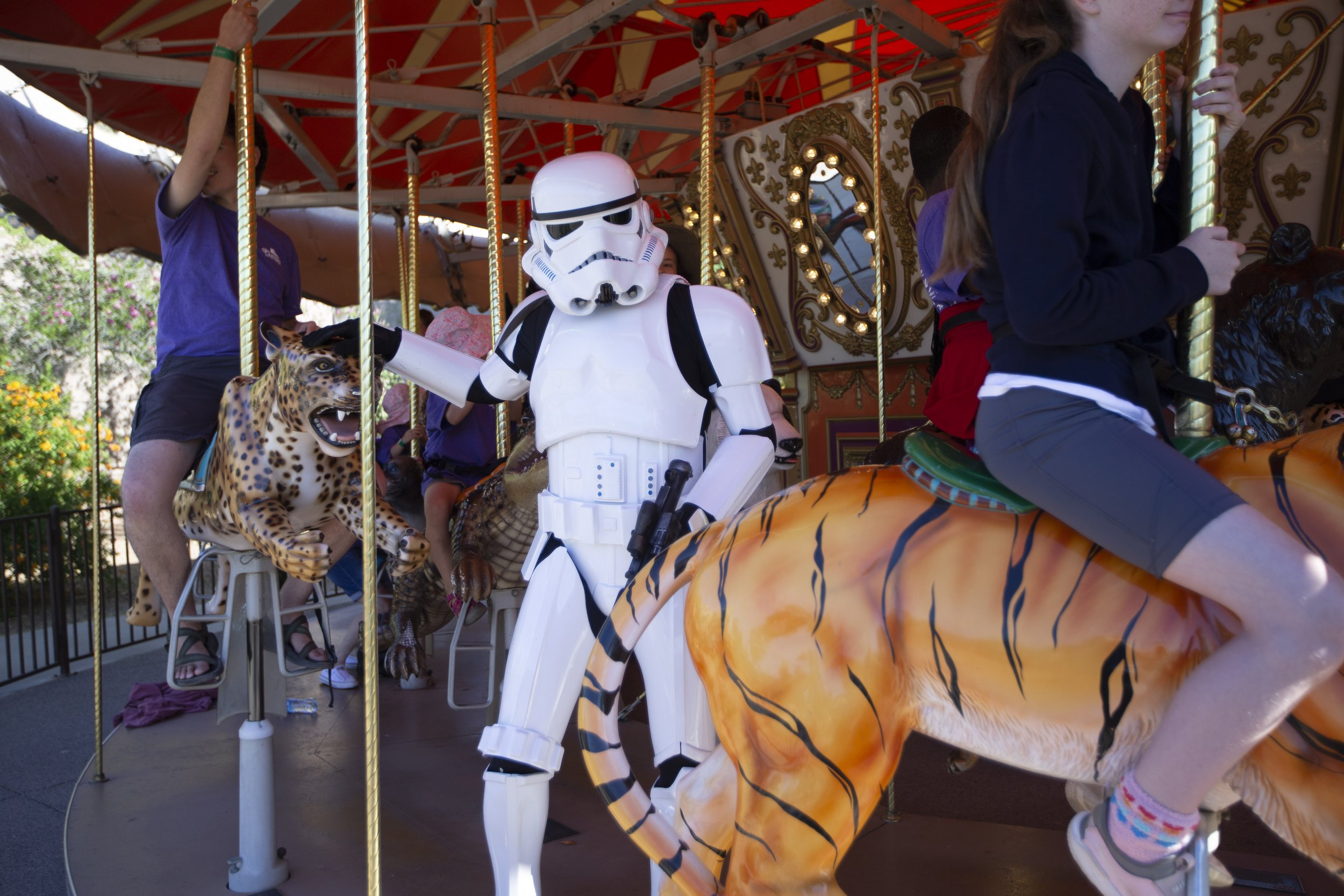storm trooper and walkers on carousel 2- zoo walk 2023 - photo credit - Dave Seibert PHX Zoo.JPG