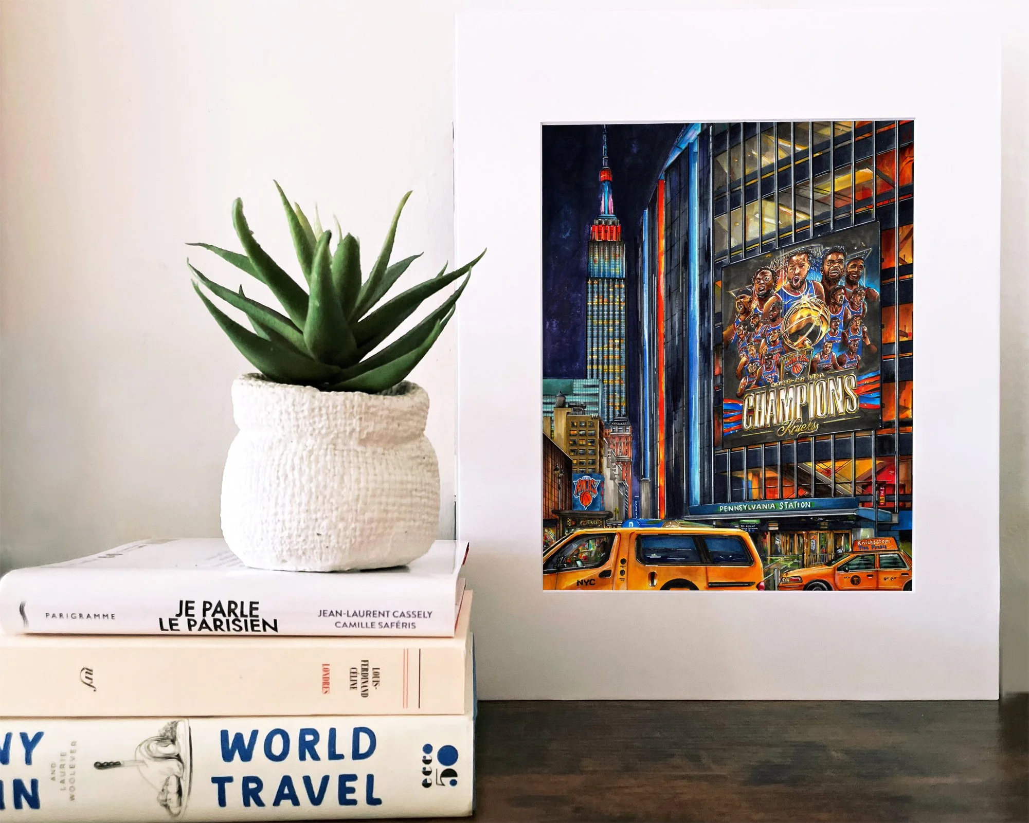 The matted, unframed version of the New York Knicks, Champions of the 2026 NBA Finals print