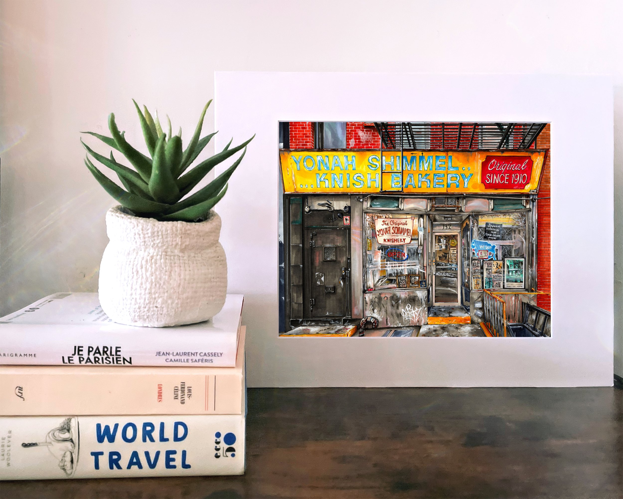 The matted, unframed version of Yonah Schimmel Knish Bakery print