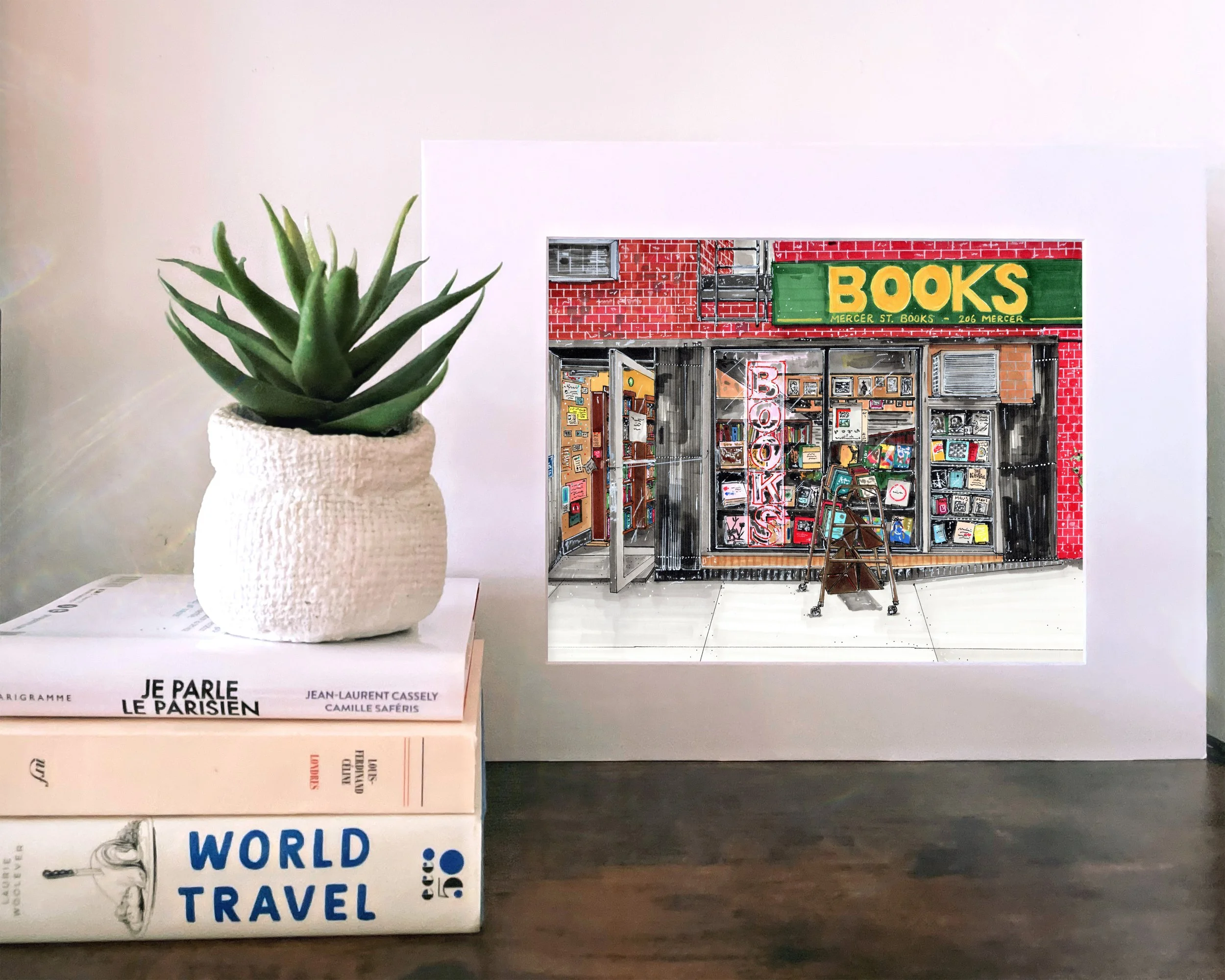 The matted, unframed version of Mercer St Books and Records print