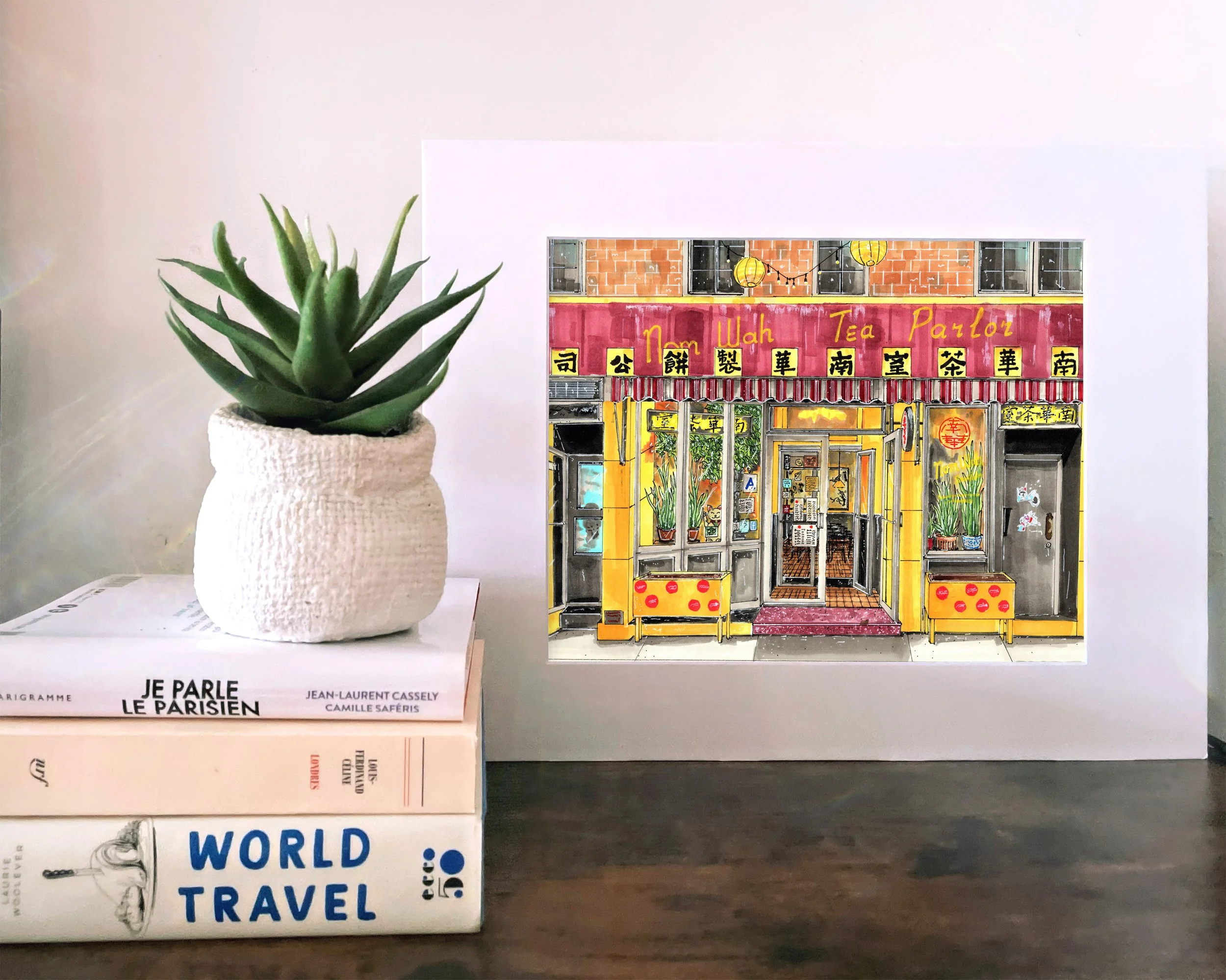The matted, unframed version of Nom Wah Tea Parlor print