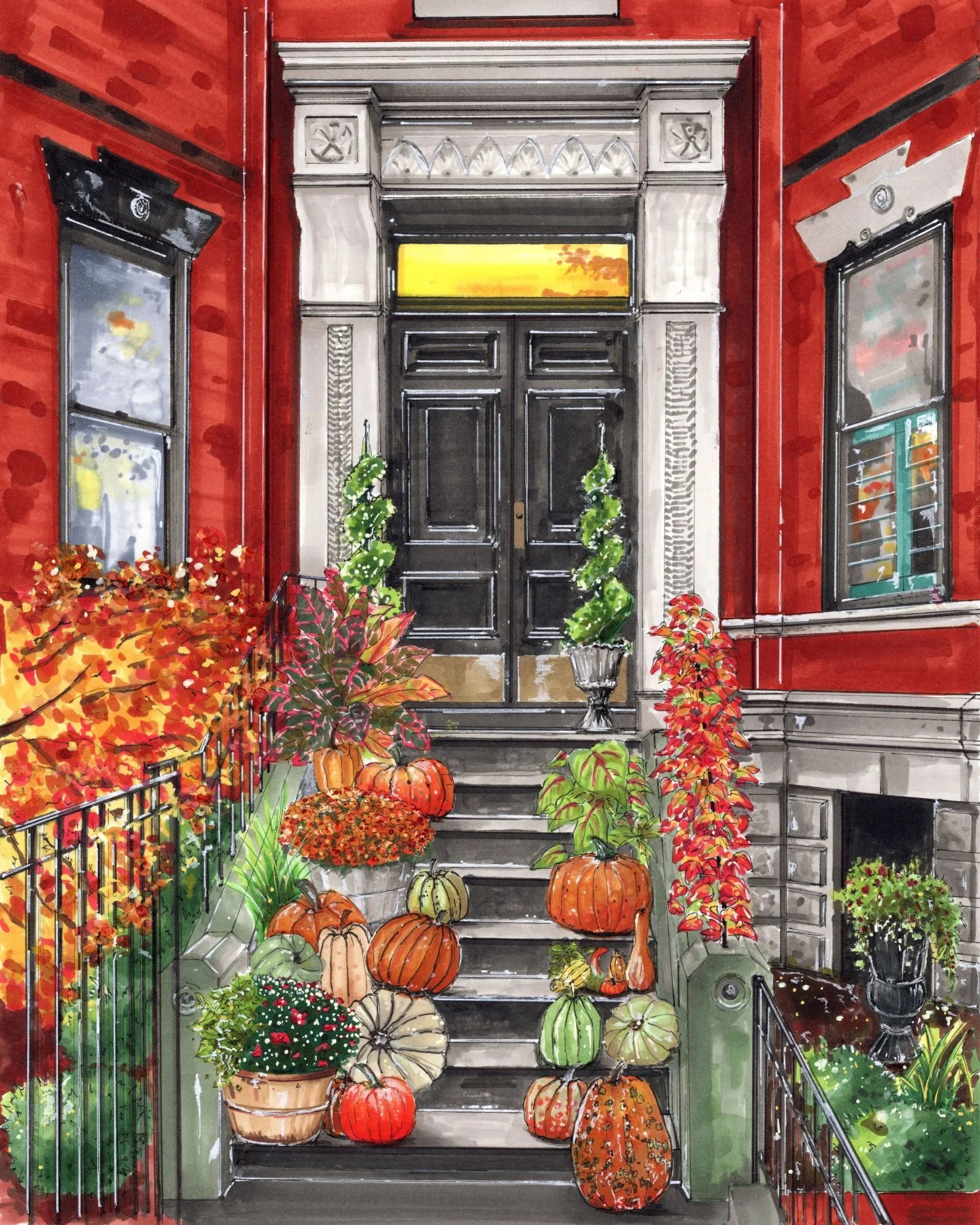 West Village Stoop at Halloween, West Village, New York City