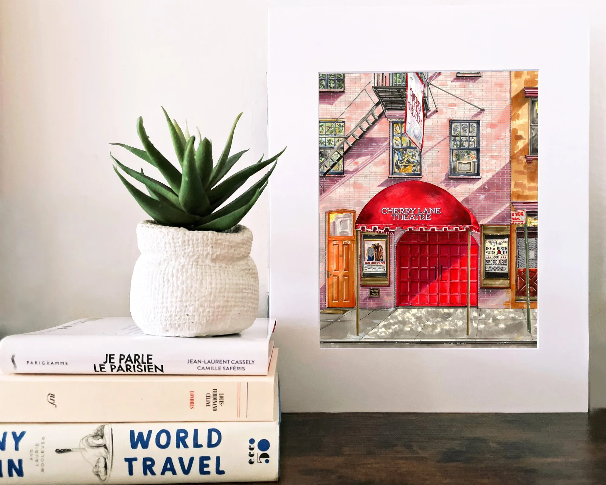 The matted, unframed version of Cherry Lane Theatre print