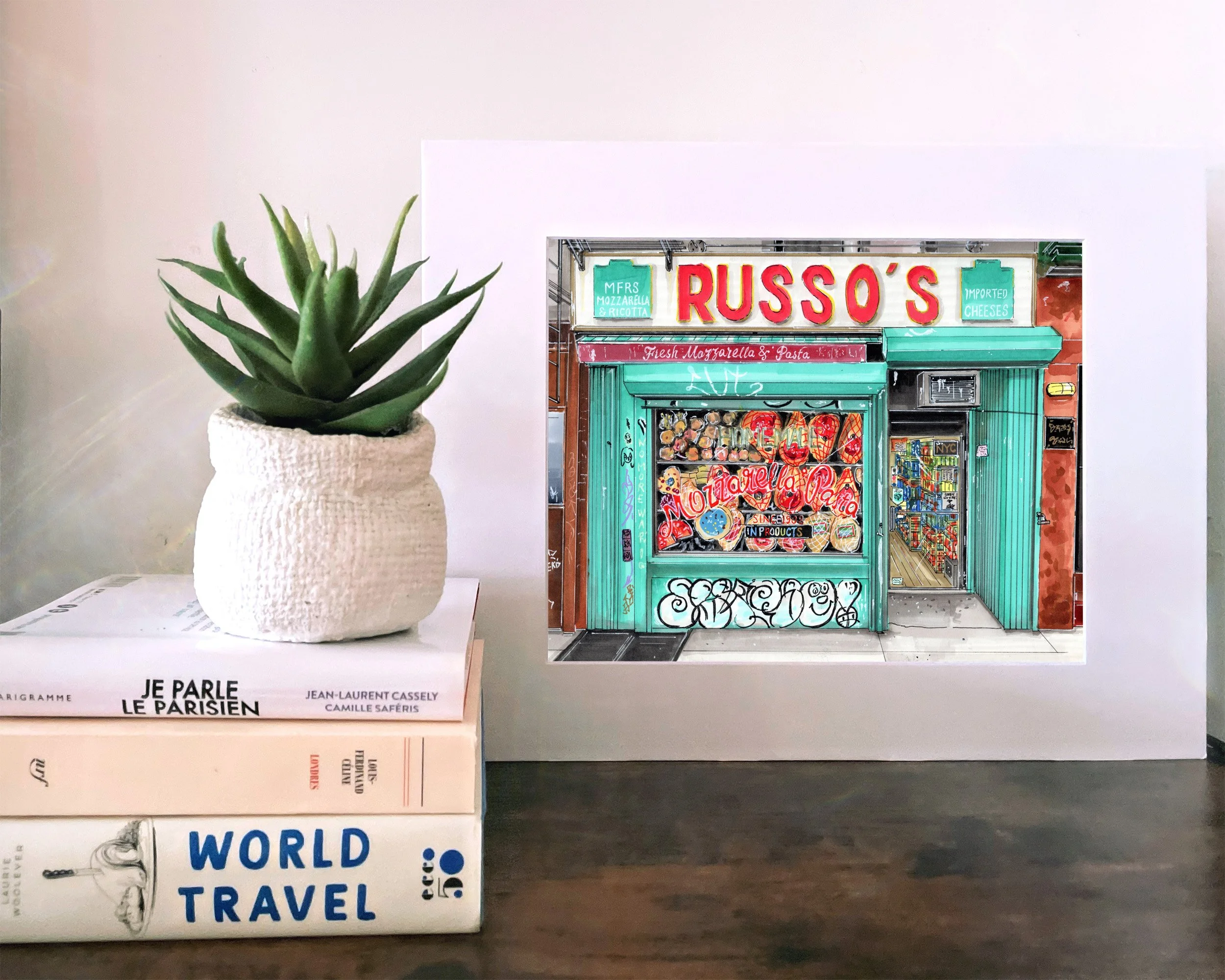 The matted, unframed version of Russo’s Mozzarella and Pasta print