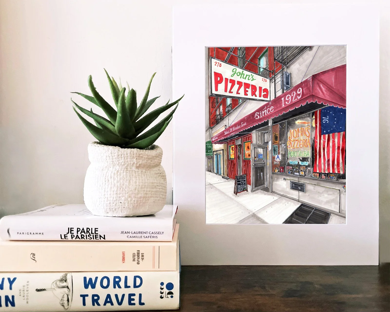 The matted, unframed version of John’s Pizzeria print