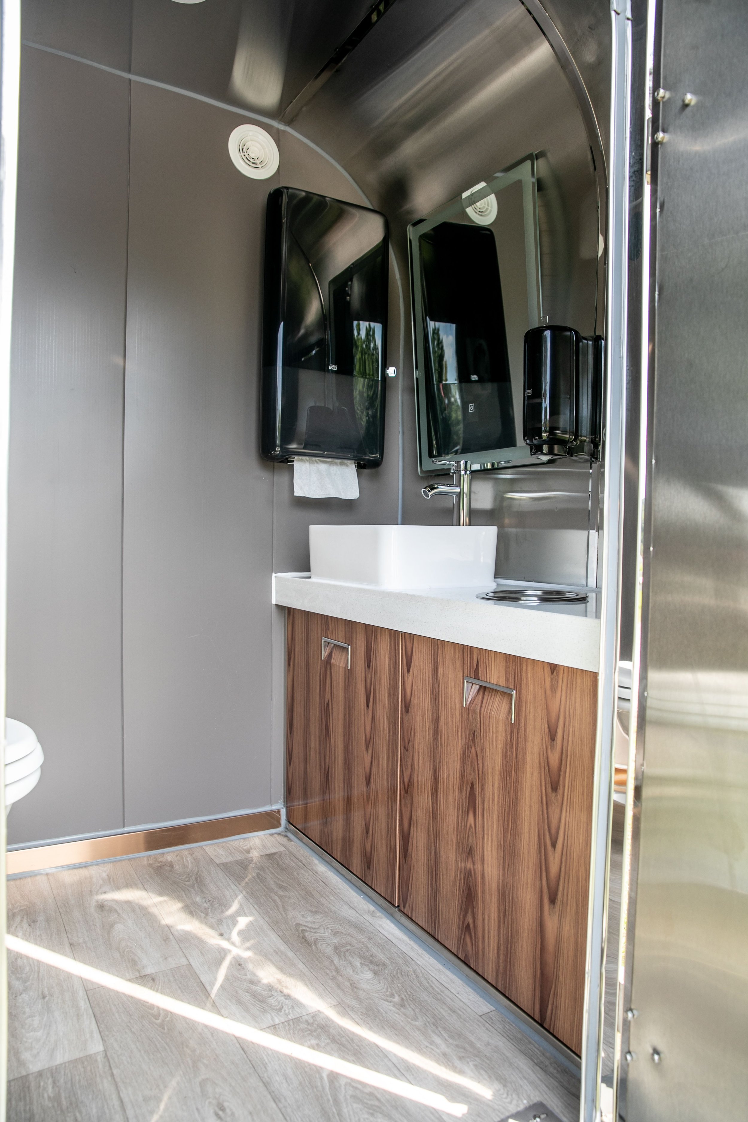 The Interior Shines Like the Outside of the Portable Vintage Series Restroom Trailer in Alabama.jpeg