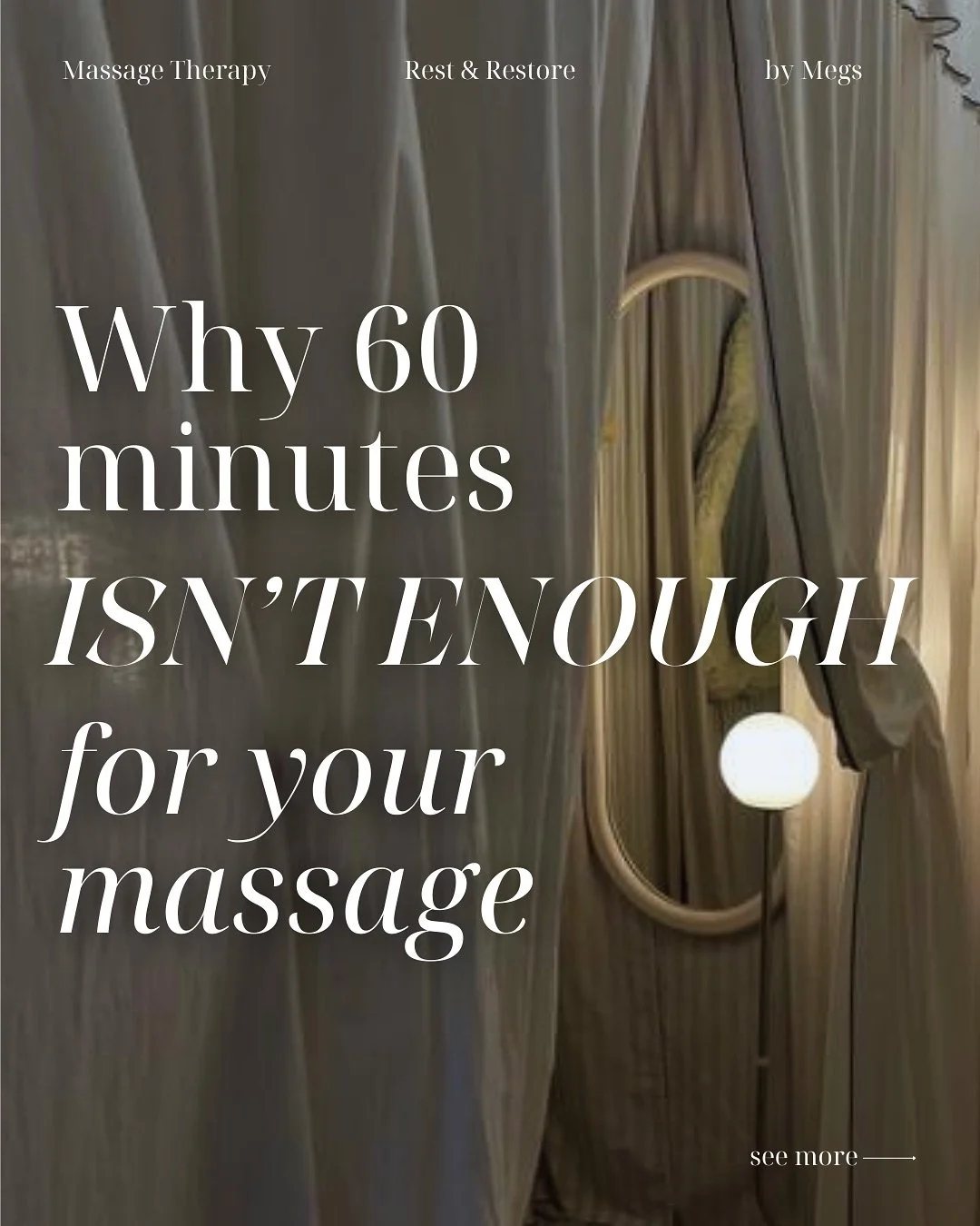 Ever notice how just as you start to relax&hellip; your 60-minute massage is over? 😩

At Rest &amp; Restore, I believe in giving your body the time it truly needs. Longer sessions allow me to move with intention&mdash;working deeper without rushing,