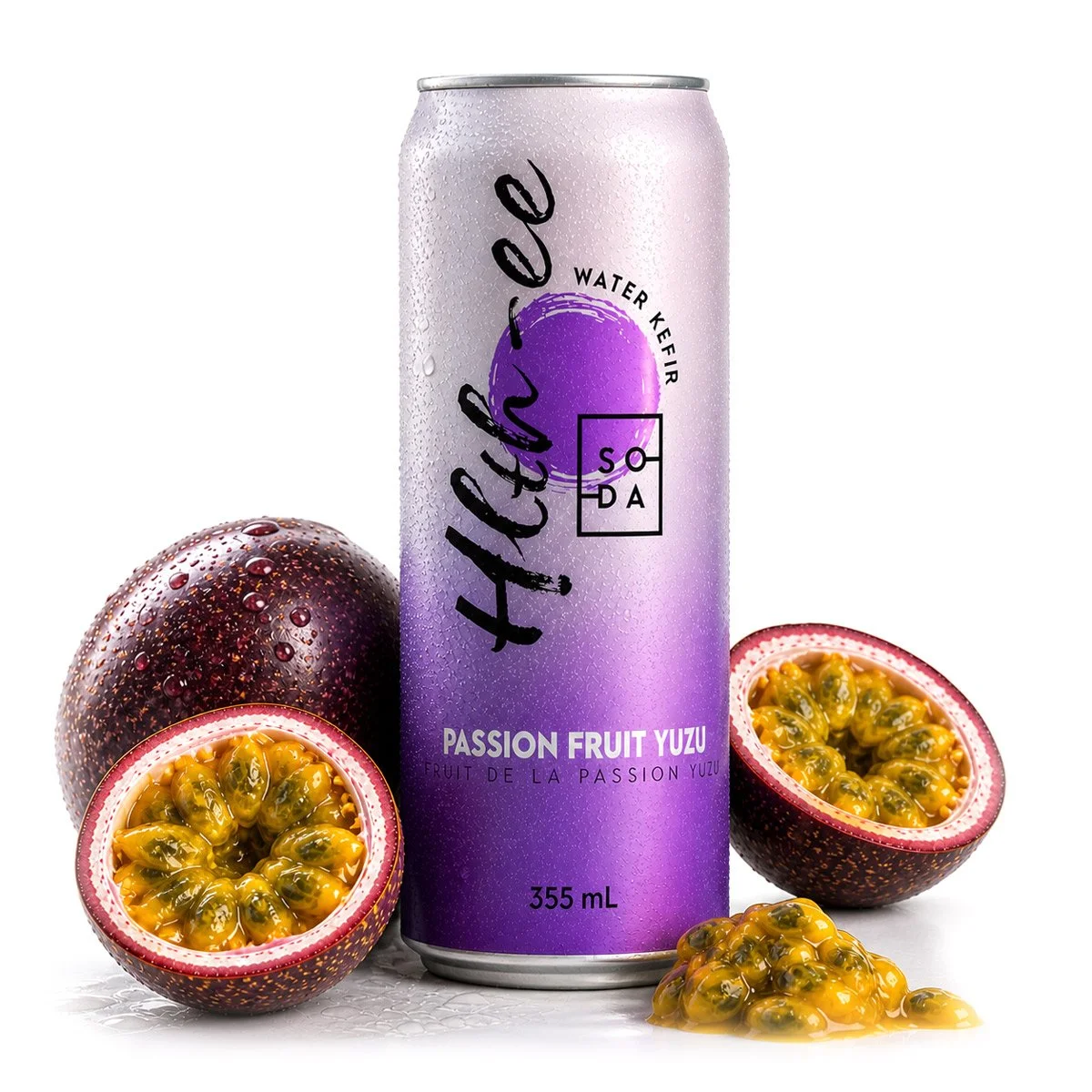Hlthee-soda-water-kefir-cans-shop-passion-fruit passion fruit yuzu