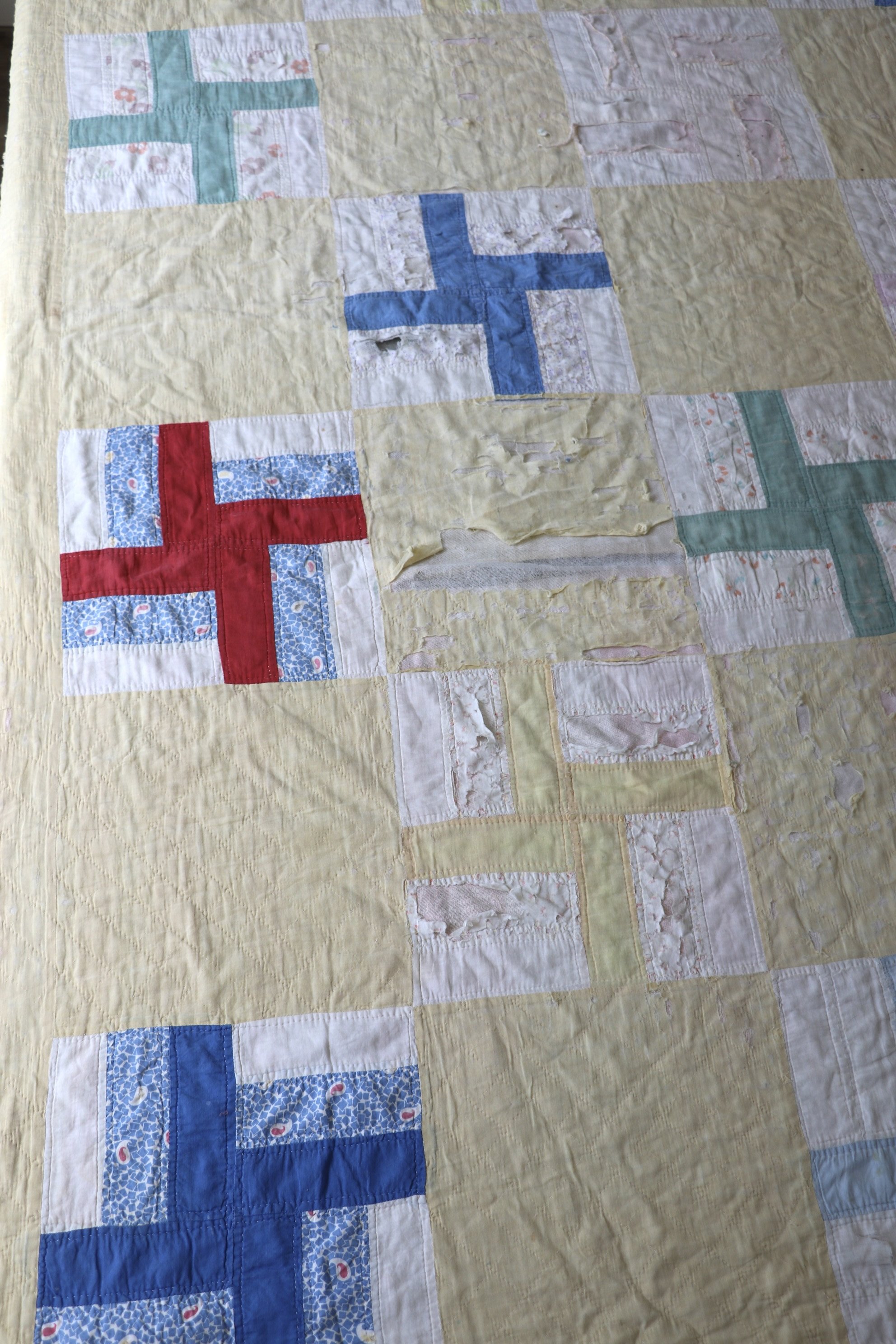 #25. Pastel Rail Fence Cutter Quilt Circa 1930-1940