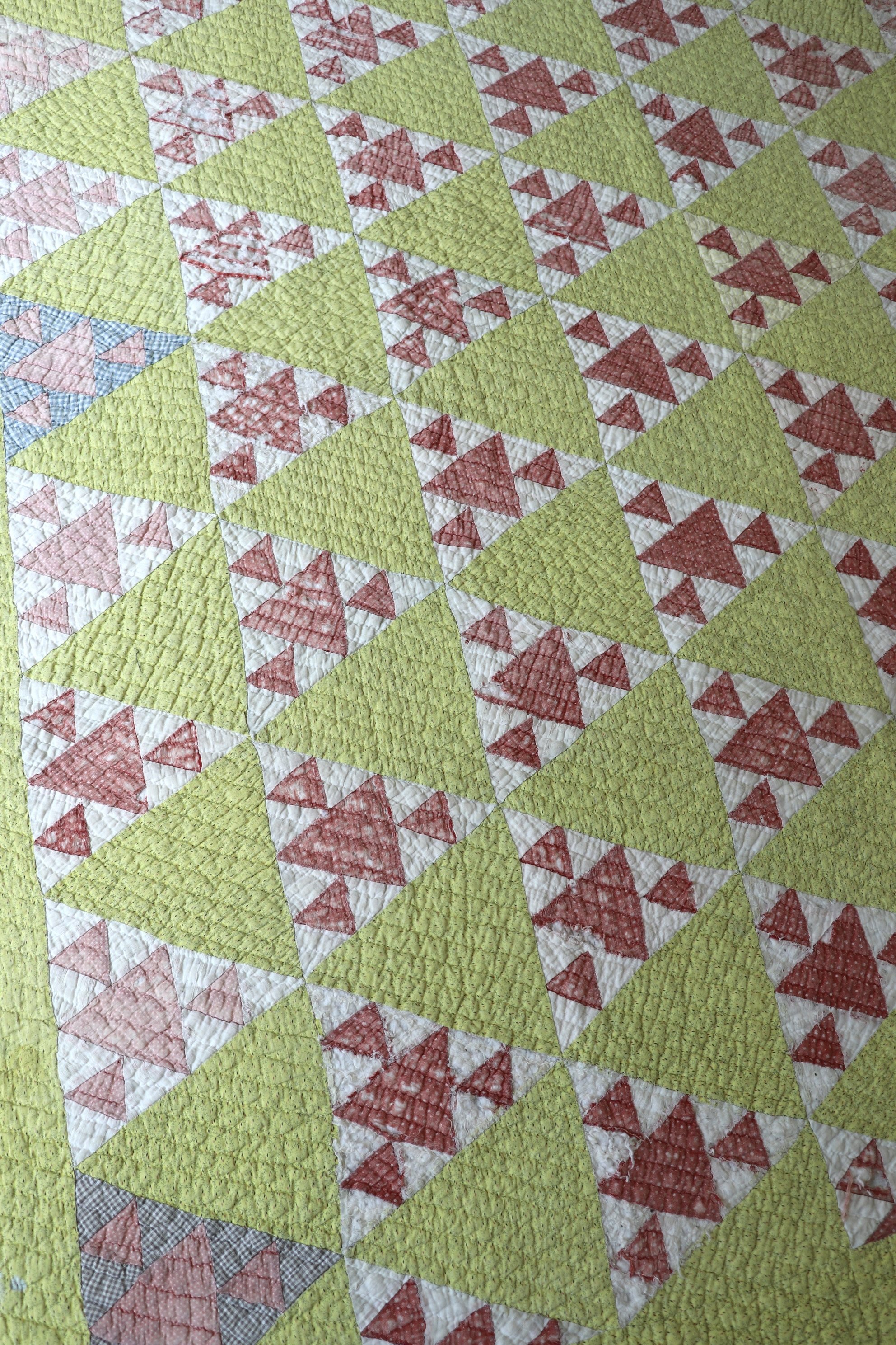 #12. Turkey Red + Yellow Sugar Loaf Heirloom Quilt Circa 1880-1910