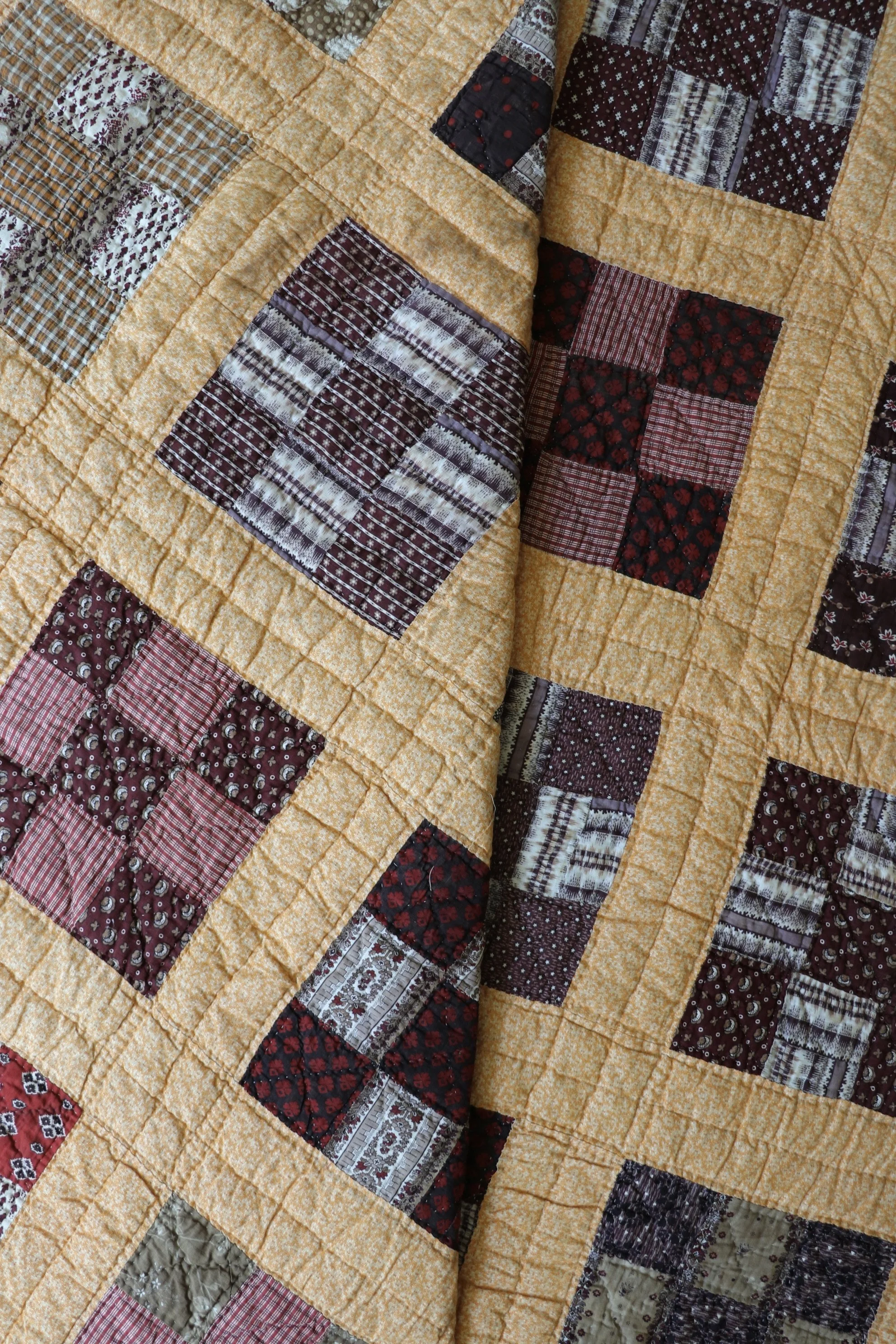 #15. Autumn Nine Patch Heirloom Quilt Circa 1880–1900